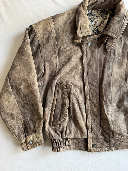 ☕️ Geacă Vintage din Piele de Miel Faded – M (48) - anbracaminte