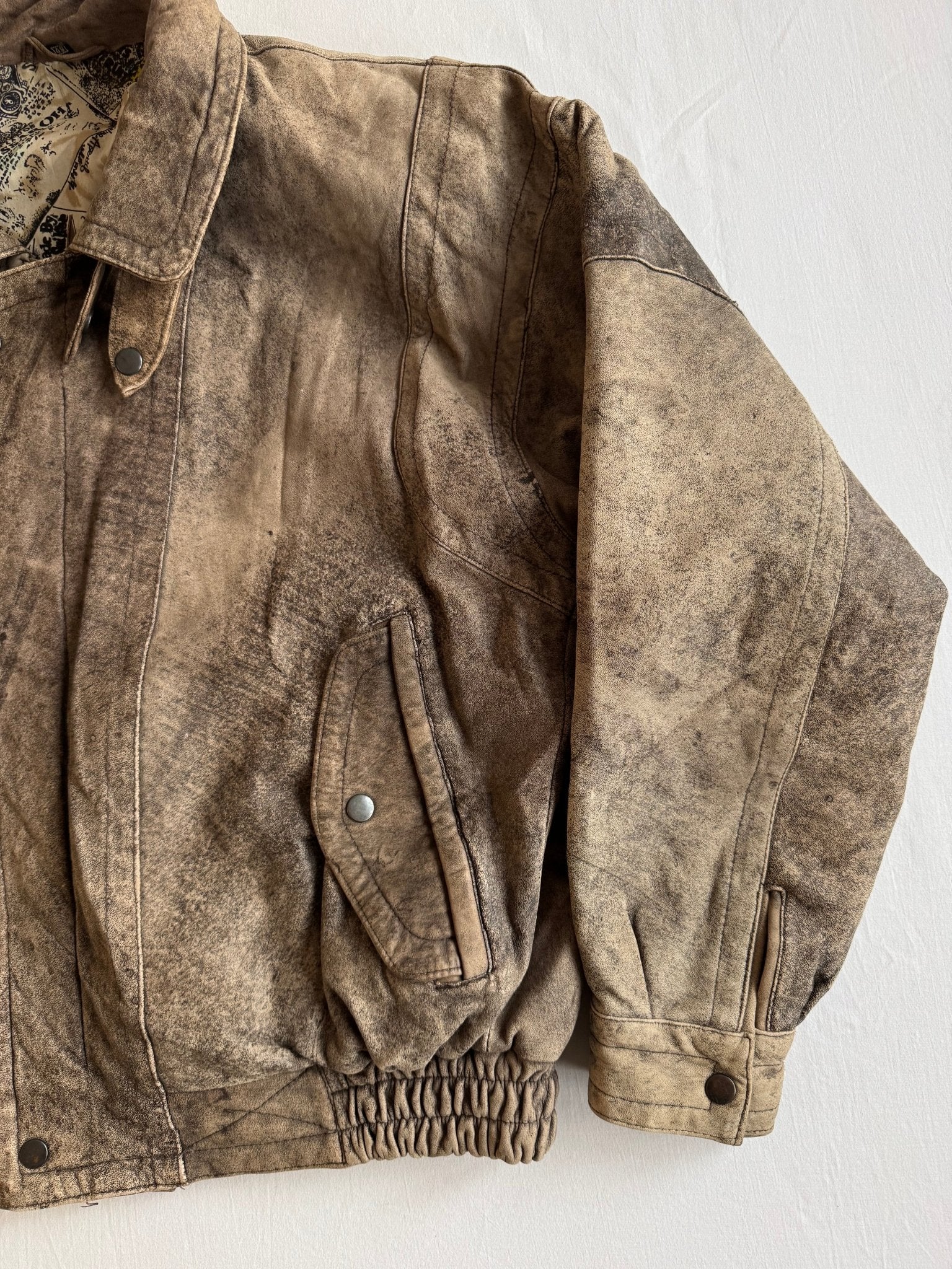 ☕️ Geacă Vintage din Piele de Miel Faded – M (48) - anbracaminte