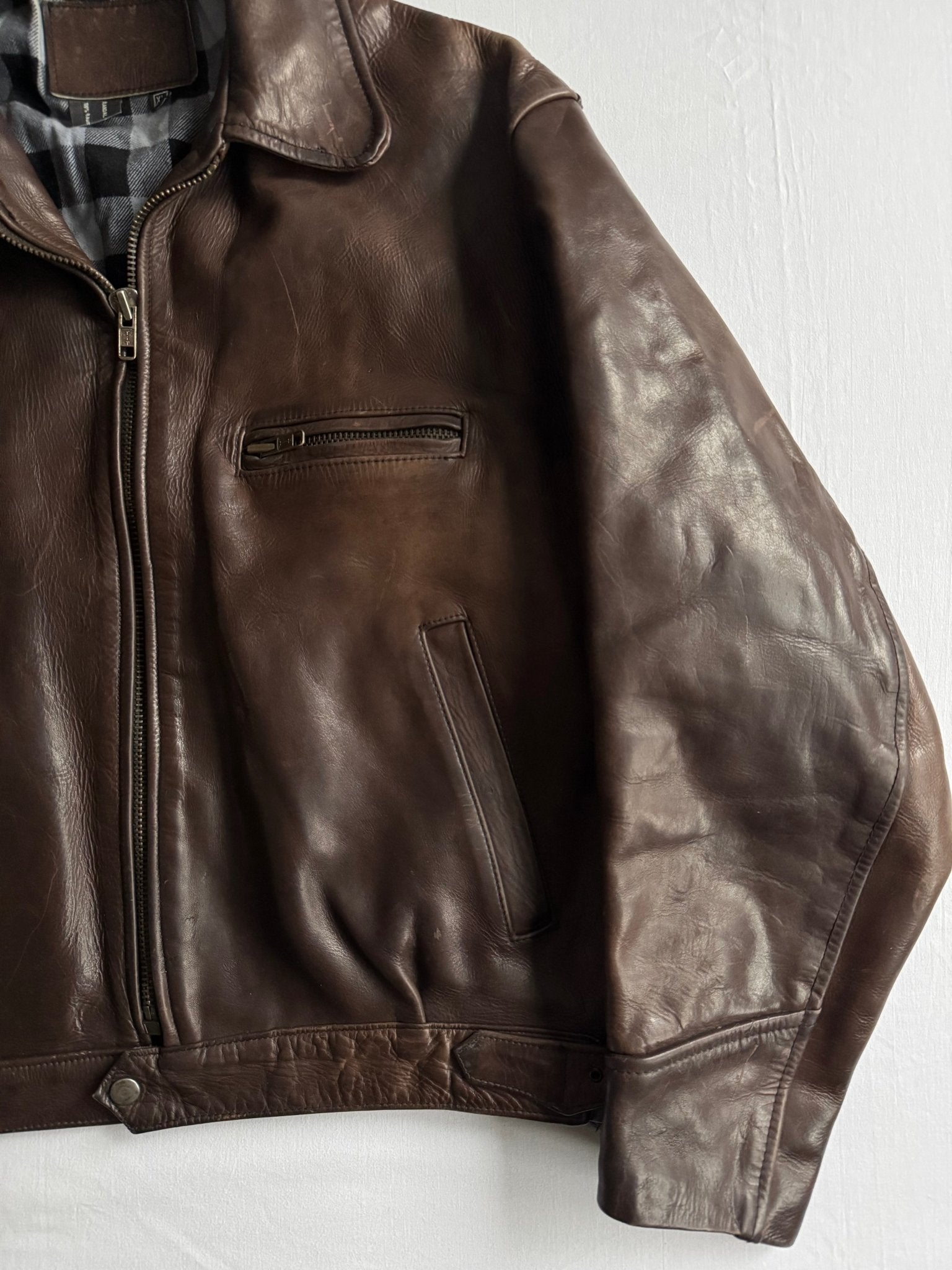 🧥 Geacă vintage din piele groasă maro închis | mărimea XL bărbați - anbracaminte