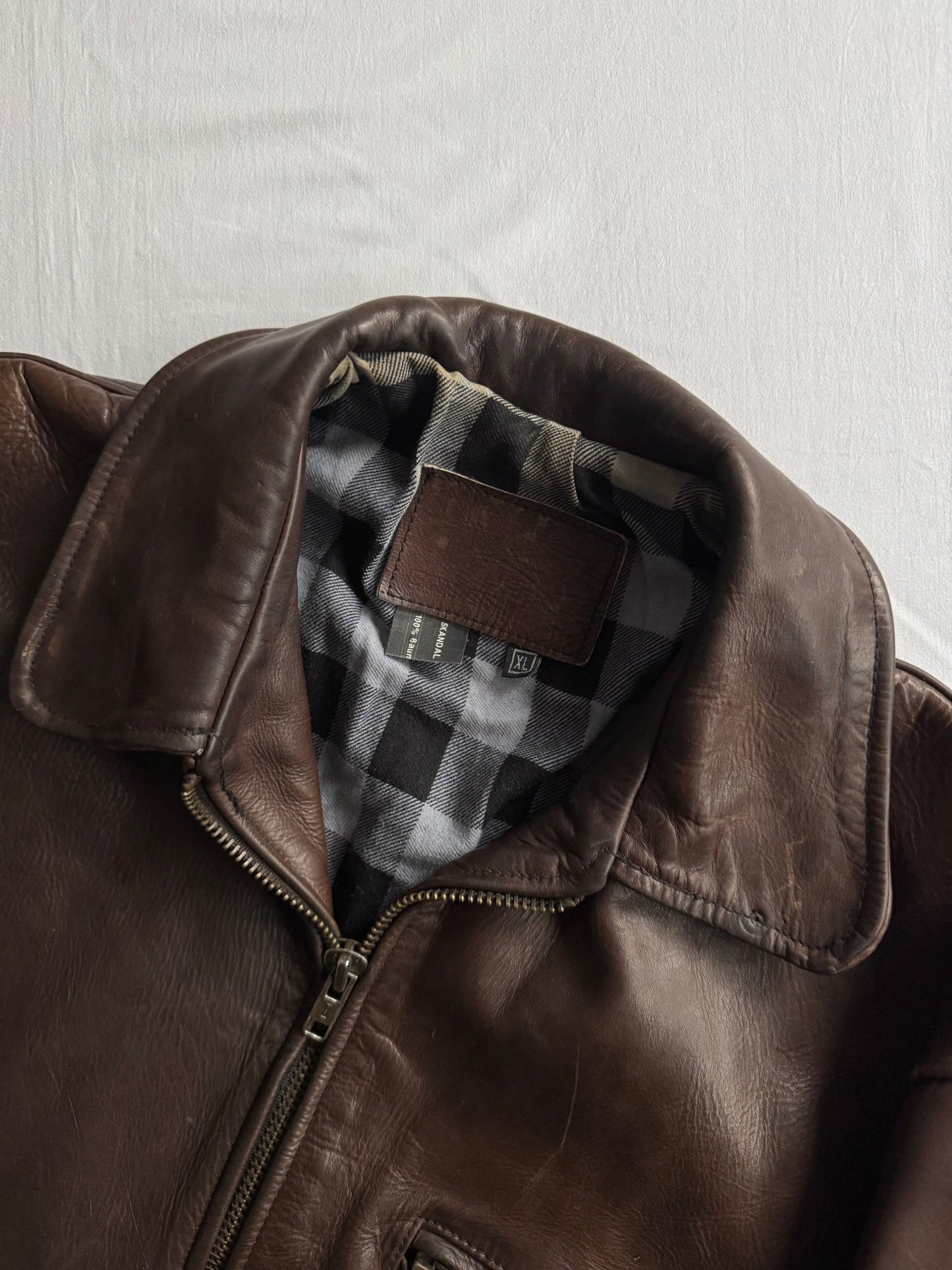 🧥 Geacă vintage din piele groasă maro închis | mărimea XL bărbați - anbracaminte
