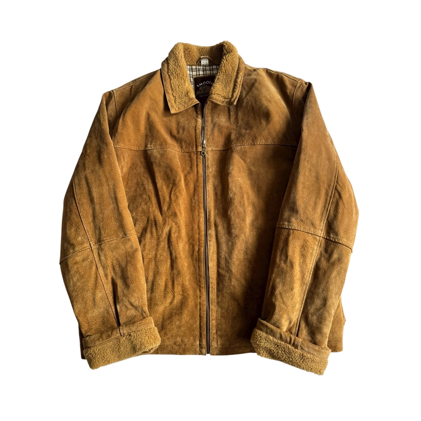 🧥 Geacă Vintage din Piele Întoarsă / Detalii Blană Artificială (Mărime 54 - XXL) - anbracaminte