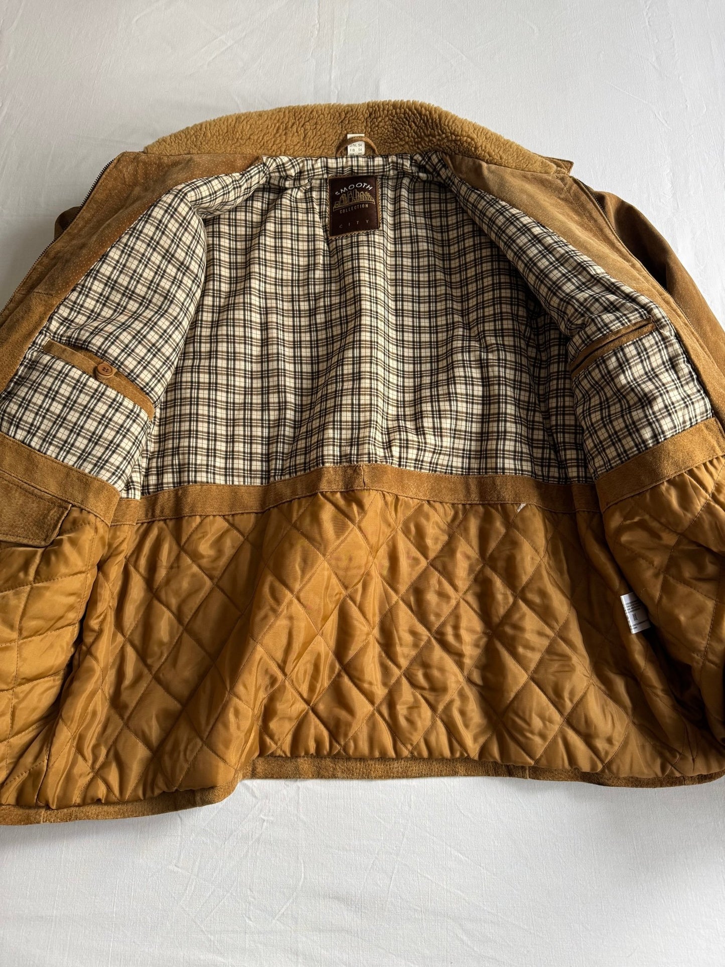 🧥 Geacă Vintage din Piele Întoarsă / Detalii Blană Artificială (Mărime 54 - XXL) - anbracaminte