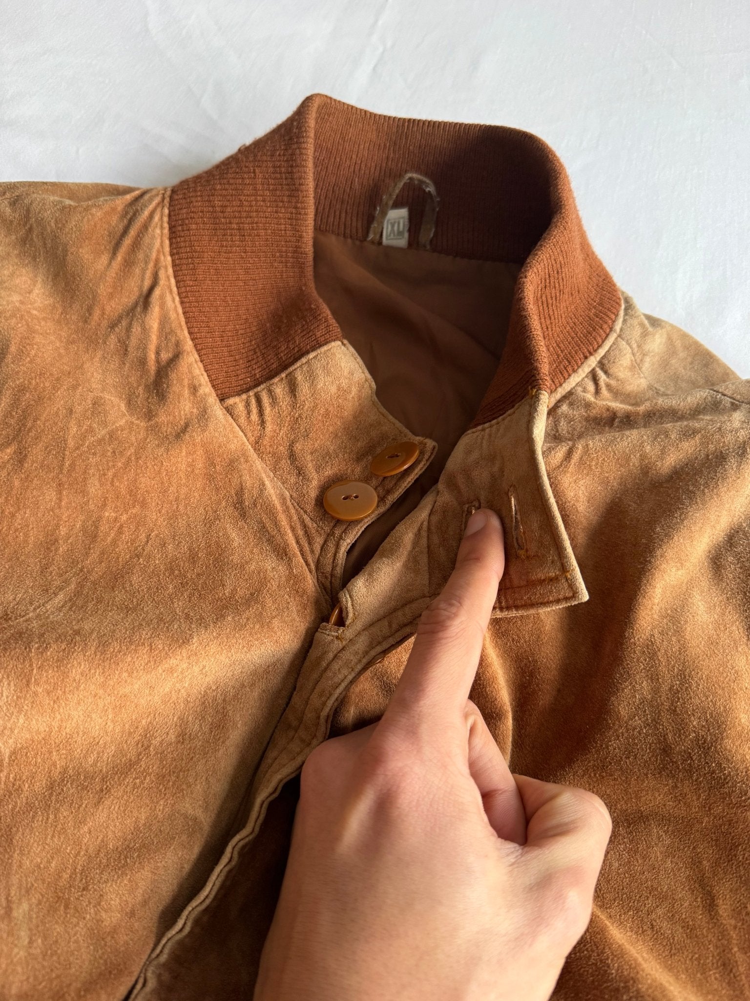 🧥 Geacă Vintage din Piele Întoarsă Maro / Patină Naturală (Mărime XL) - anbracaminte
