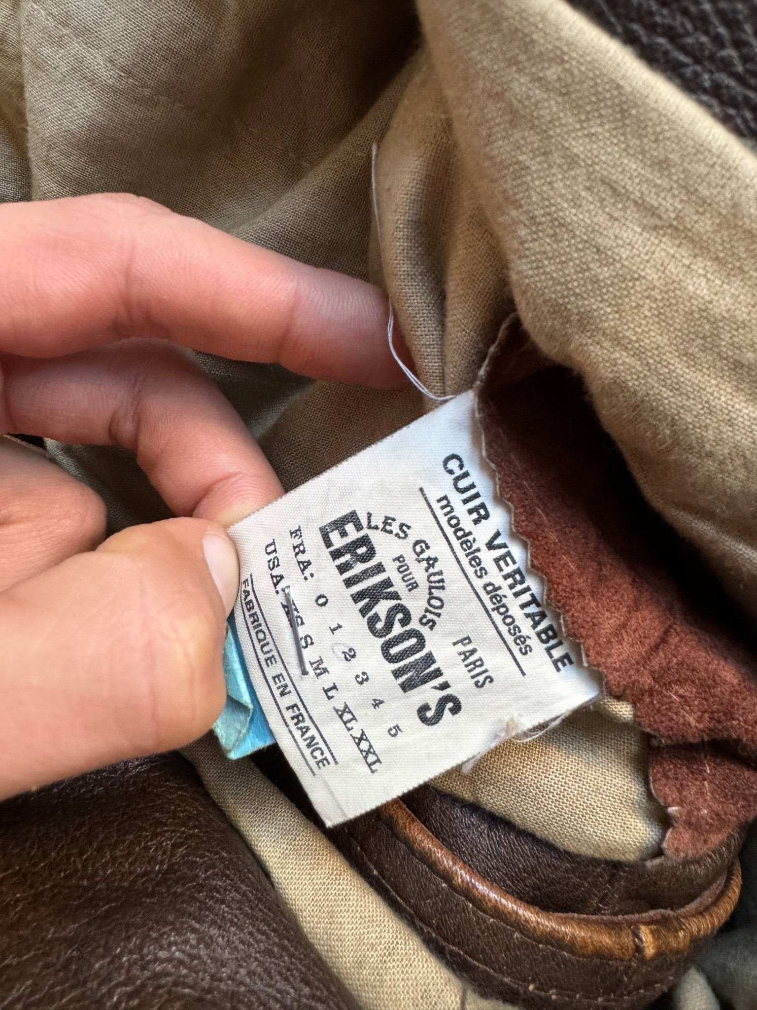 🏍️ Geacă vintage din piele întoarsă tip trucker – bărbați M – guler din piele, fabricată în Franța - anbracaminte