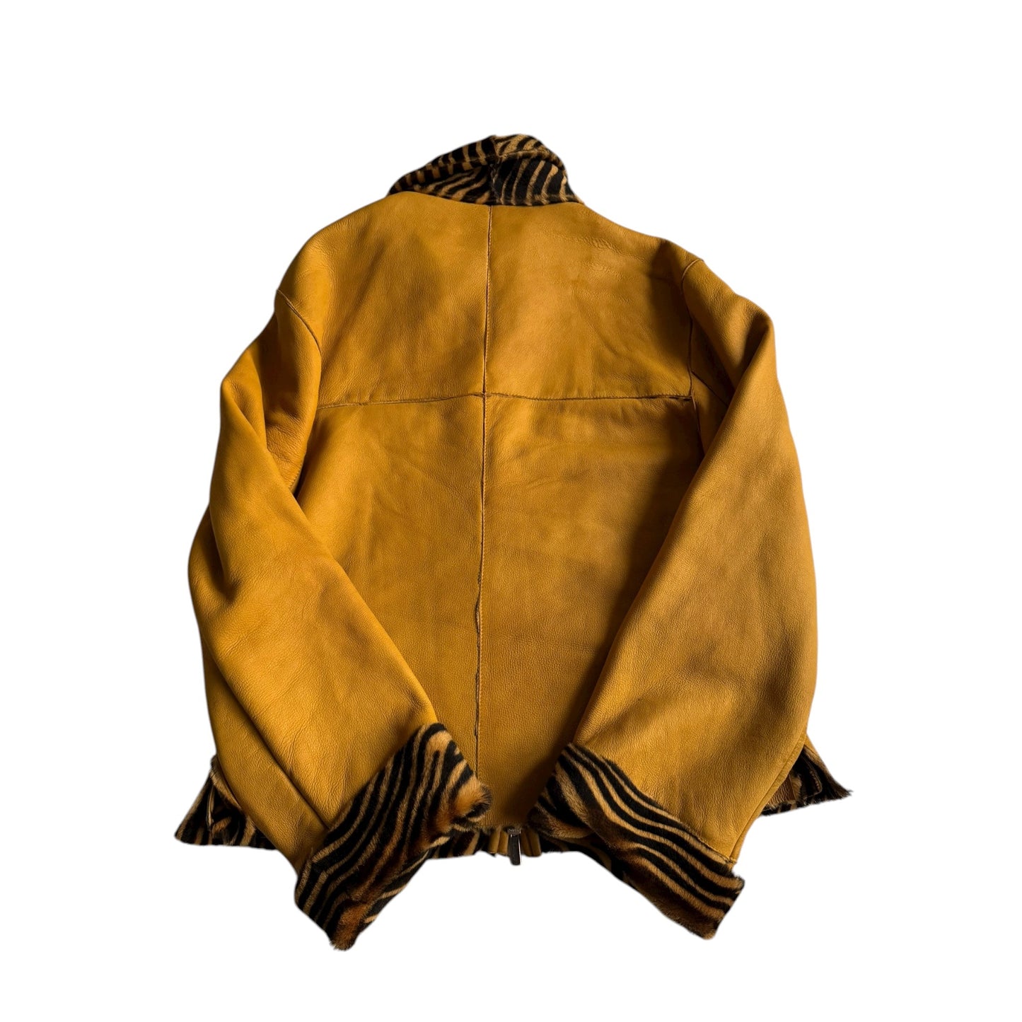 🦓 Geacă vintage din piele italiană / Căptușeală imprimeu zebră (L femei) - anbracaminte