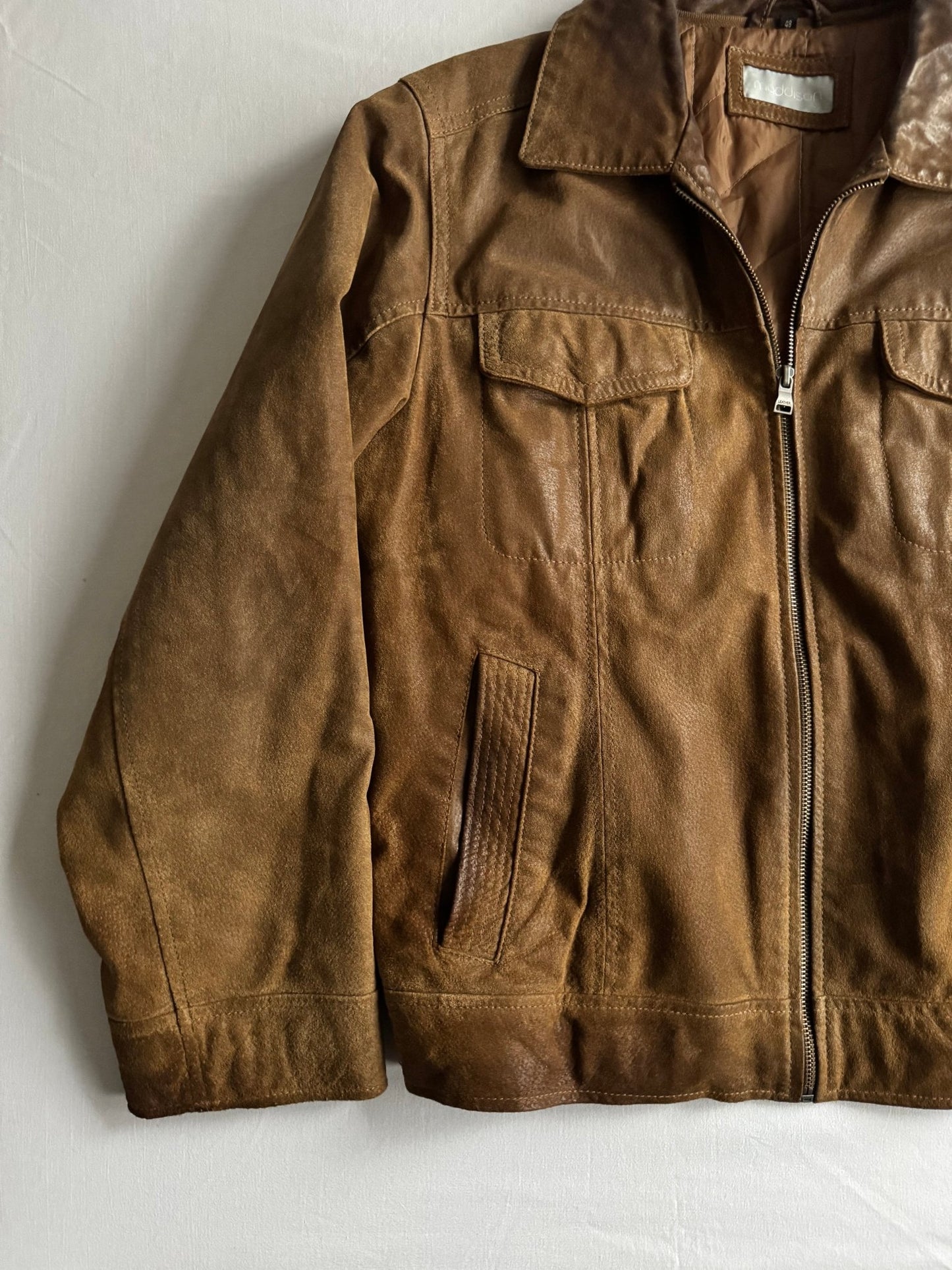 🧥 Geacă vintage din piele maro cu patină | mărimea 48 (M bărbați) - anbracaminte