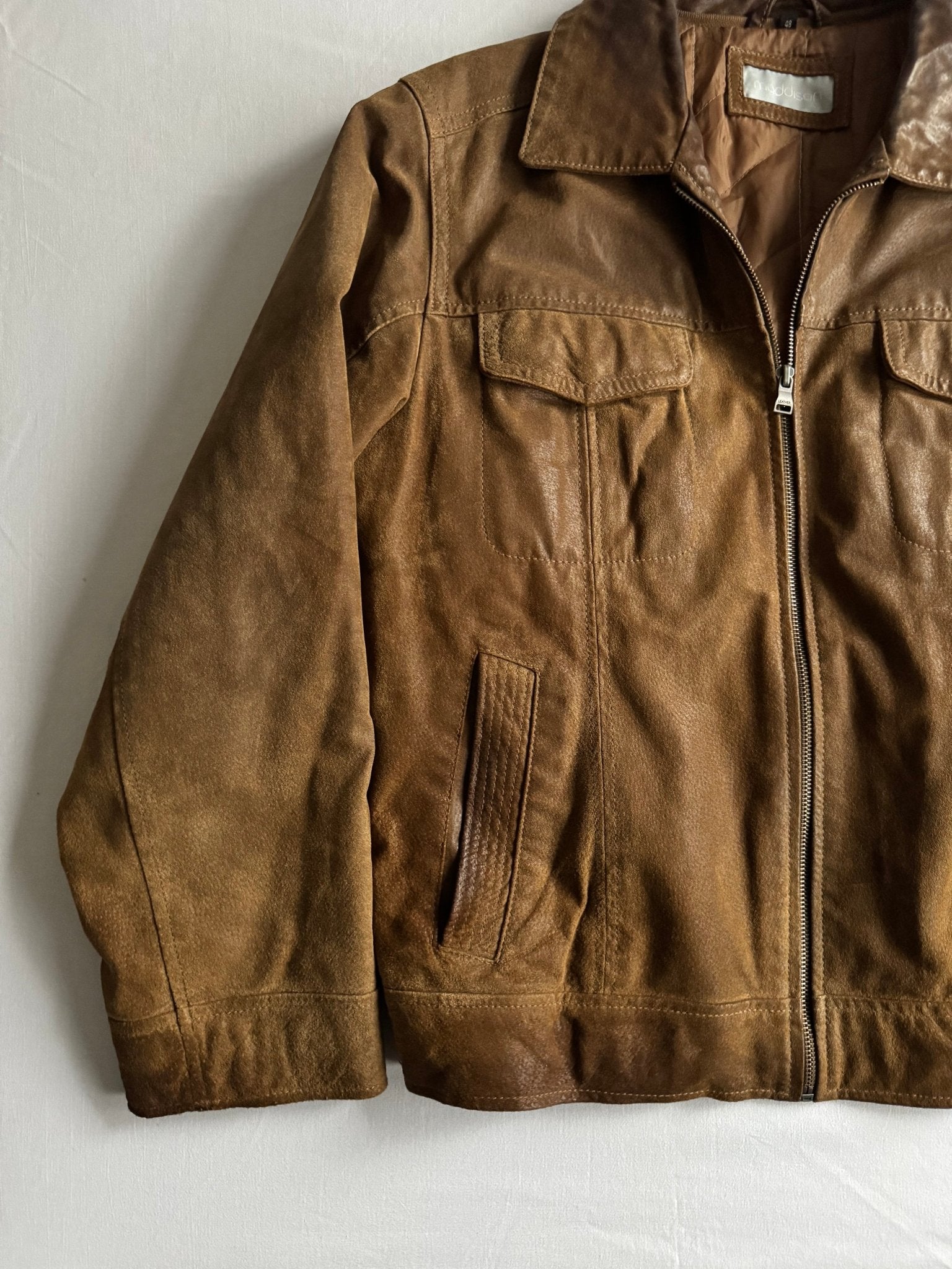 🧥 Geacă vintage din piele maro cu patină | mărimea 48 (M bărbați) - anbracaminte