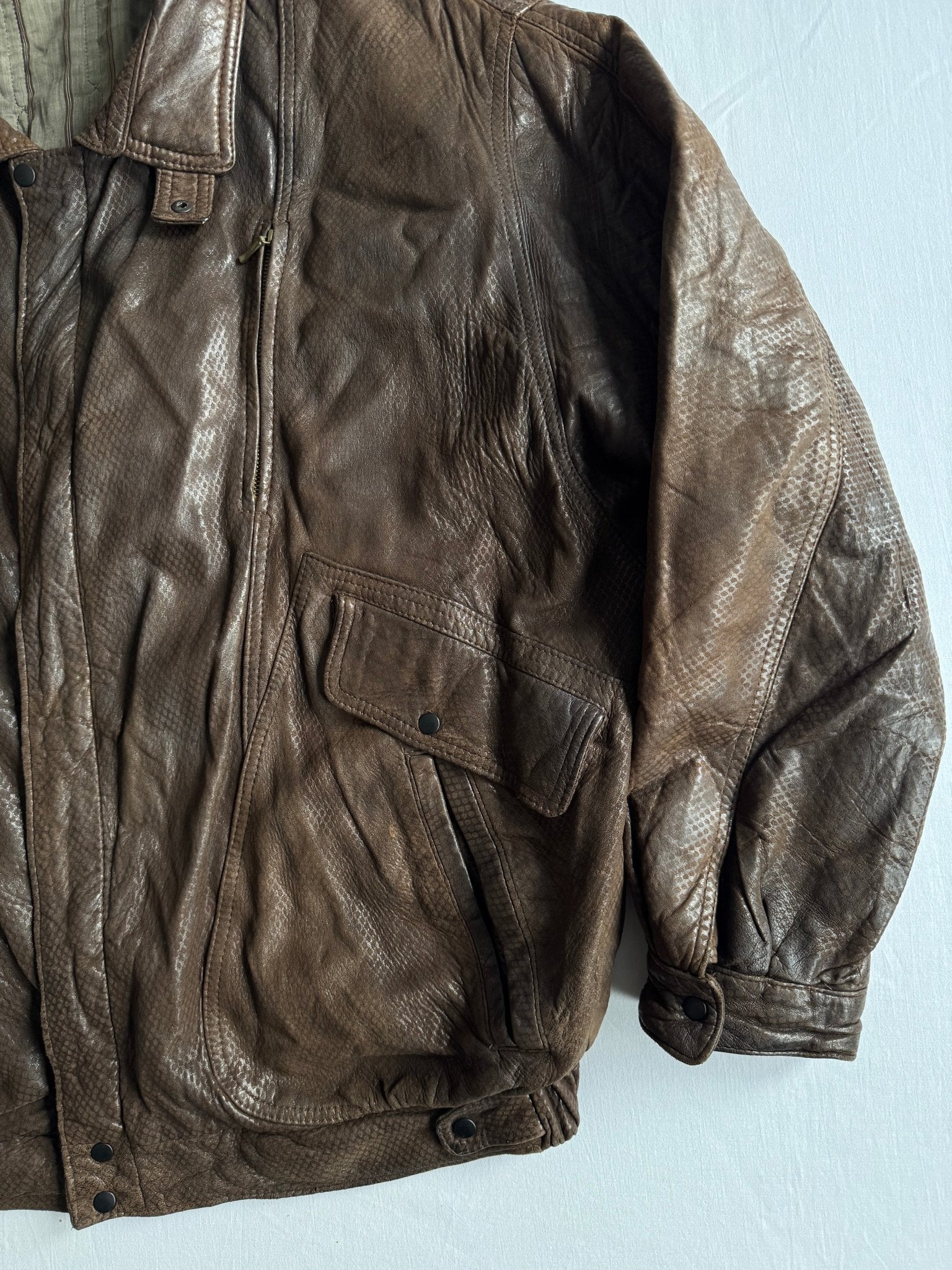 💣 Geacă Vintage din Piele Maro – XL - anbracaminte