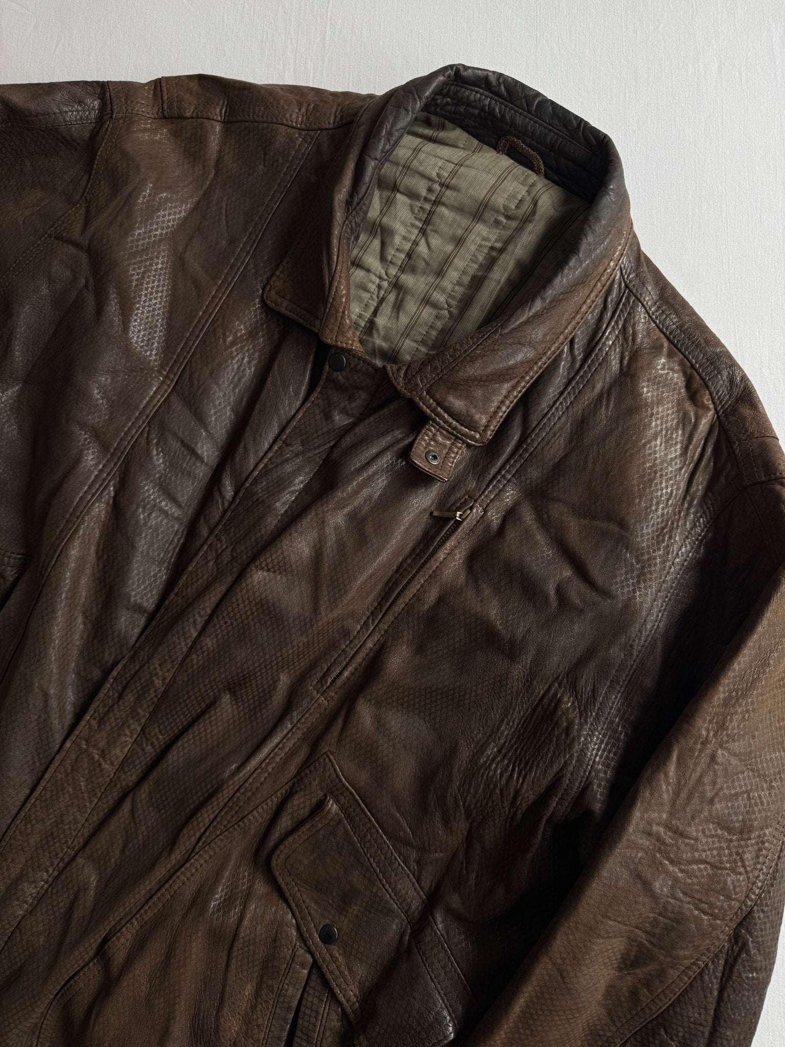💣 Geacă Vintage din Piele Maro – XL - anbracaminte