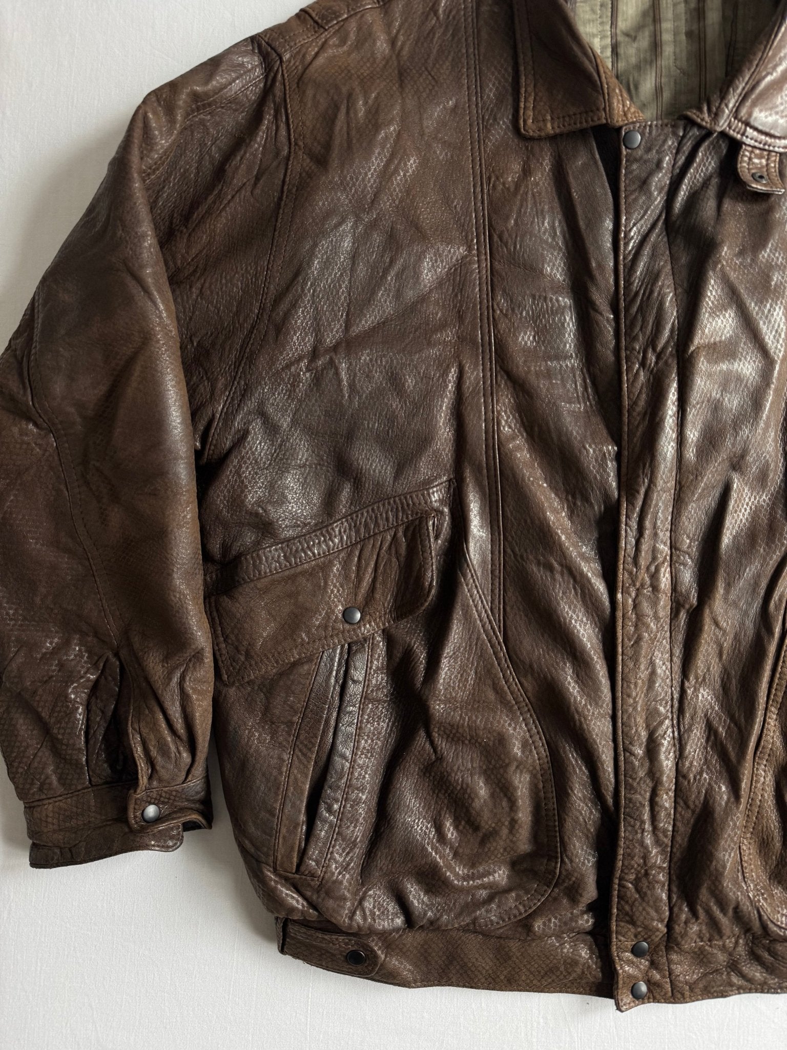 💣 Geacă Vintage din Piele Maro – XL - anbracaminte