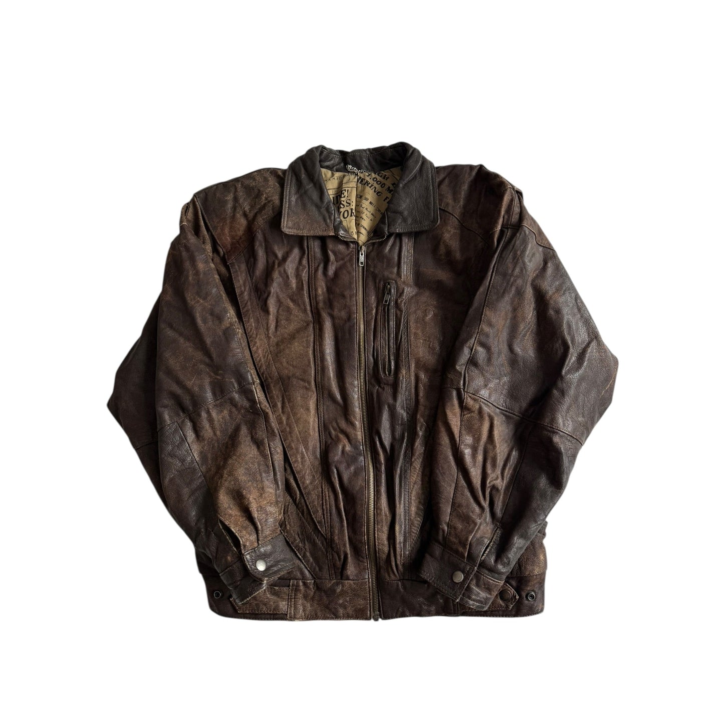 🤎 Geacă Vintage din Piele Maro – XL (Cropped & Boxy, Patină & Fade) - anbracaminte