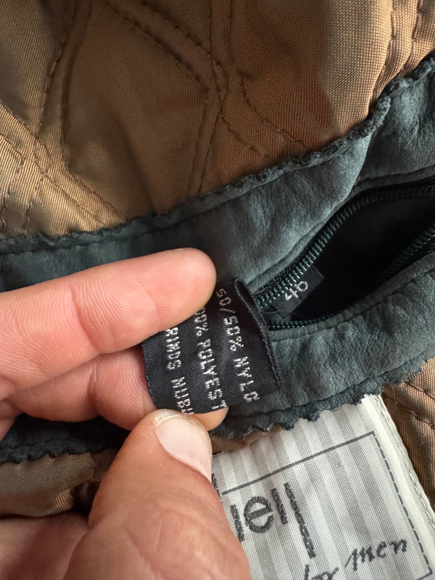 🧥 Geacă vintage din piele nubuk verde - gri, sun - faded | mărimea 46 (M bărbați) - anbracaminte