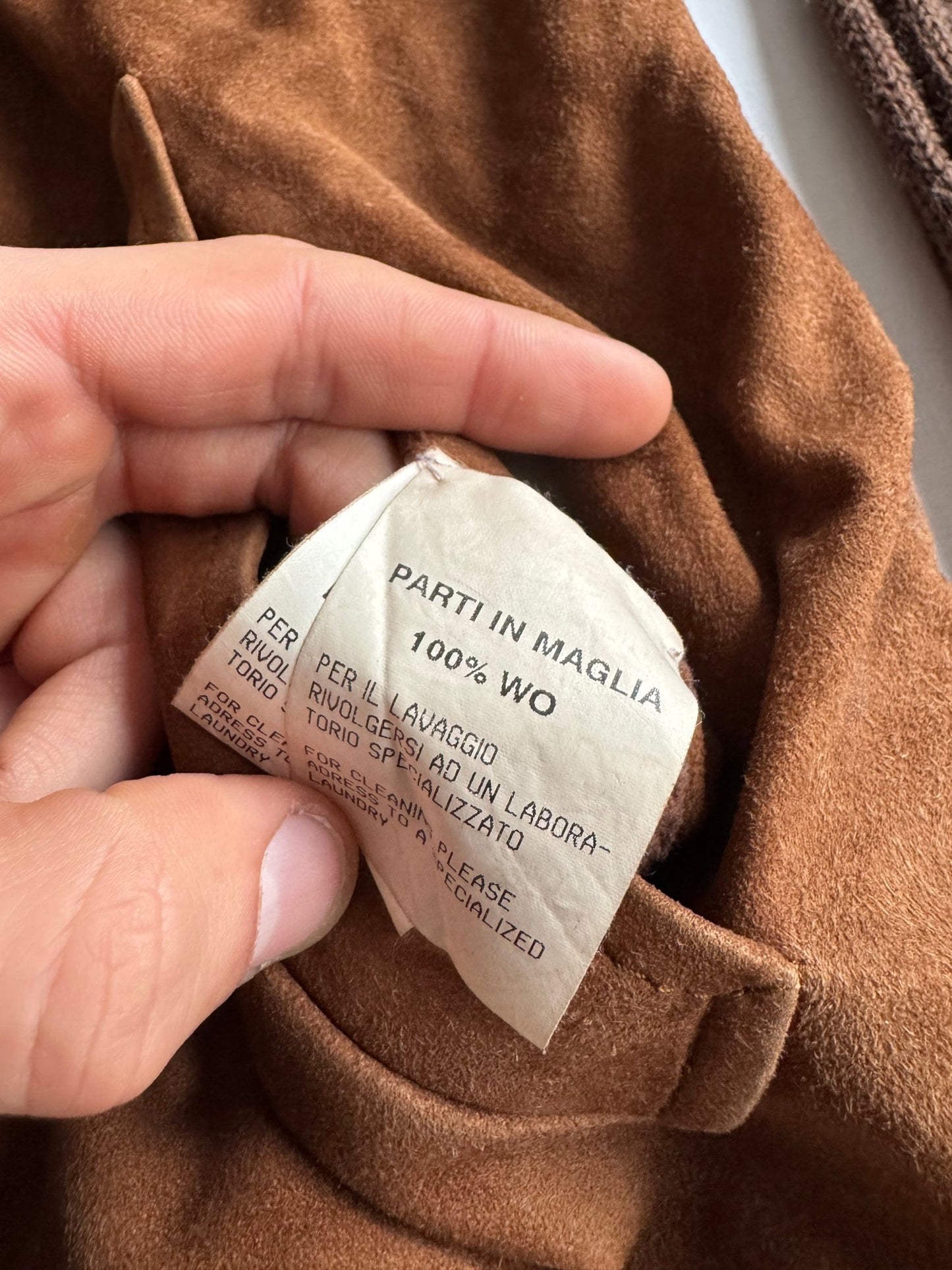 🤠 Geacă Vintage Dolce & Gabbana din Piele Suede Maro & Lână – M (48) - anbracaminte