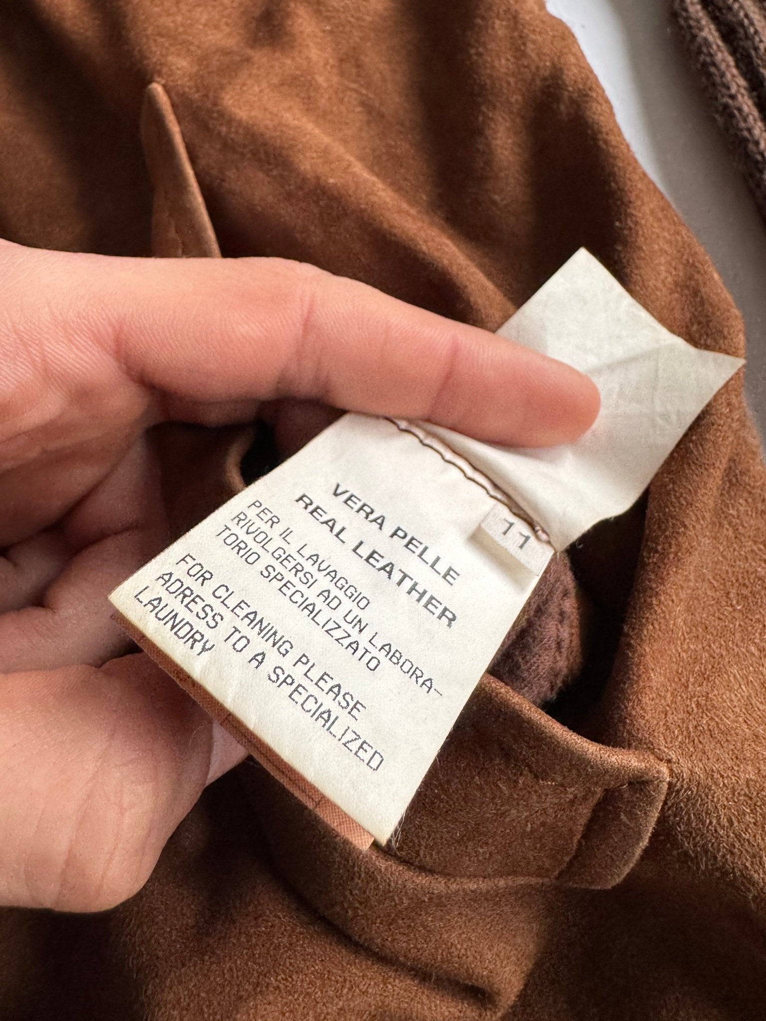 🤠 Geacă Vintage Dolce & Gabbana din Piele Suede Maro & Lână – M (48) - anbracaminte