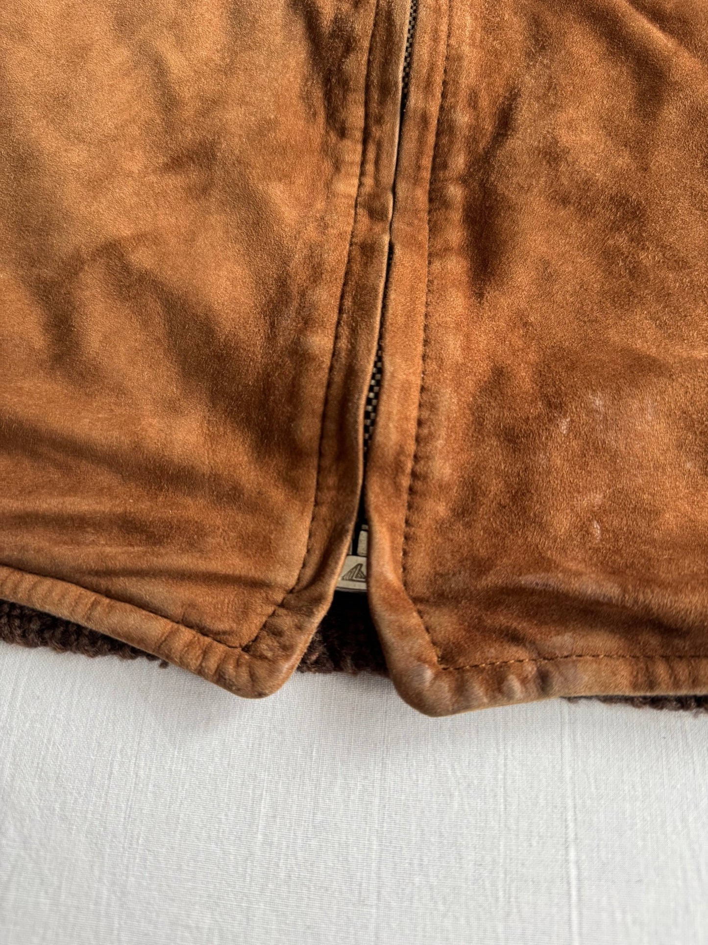 🤠 Geacă Vintage Dolce & Gabbana din Piele Suede Maro & Lână – M (48) - anbracaminte