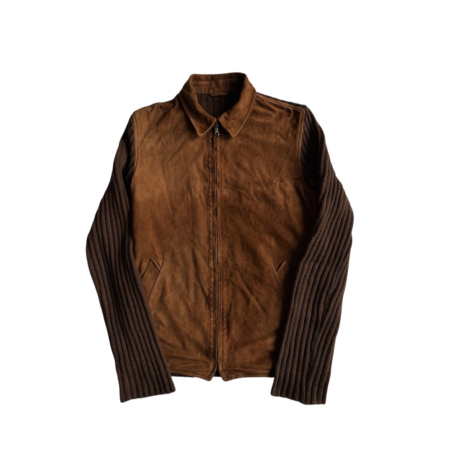 🤠 Geacă Vintage Dolce & Gabbana din Piele Suede Maro & Lână – M (48) - anbracaminte