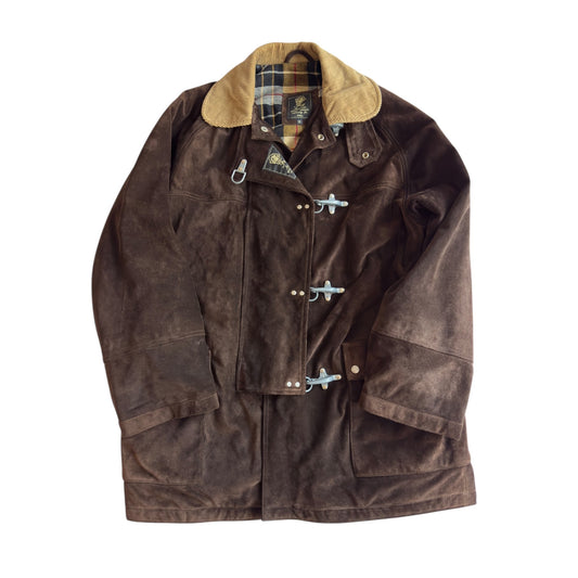 🧥 Geacă Vintage Fay din Suede Maro cu Guler Corduroy și Închidere Fireman Clasp (Mărime M) - anbracaminte