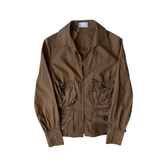 🧥 Geacă Vintage Iceberg din Bumbac Maro – Guler Stil ’70 – Mărime L Damă - anbracaminte
