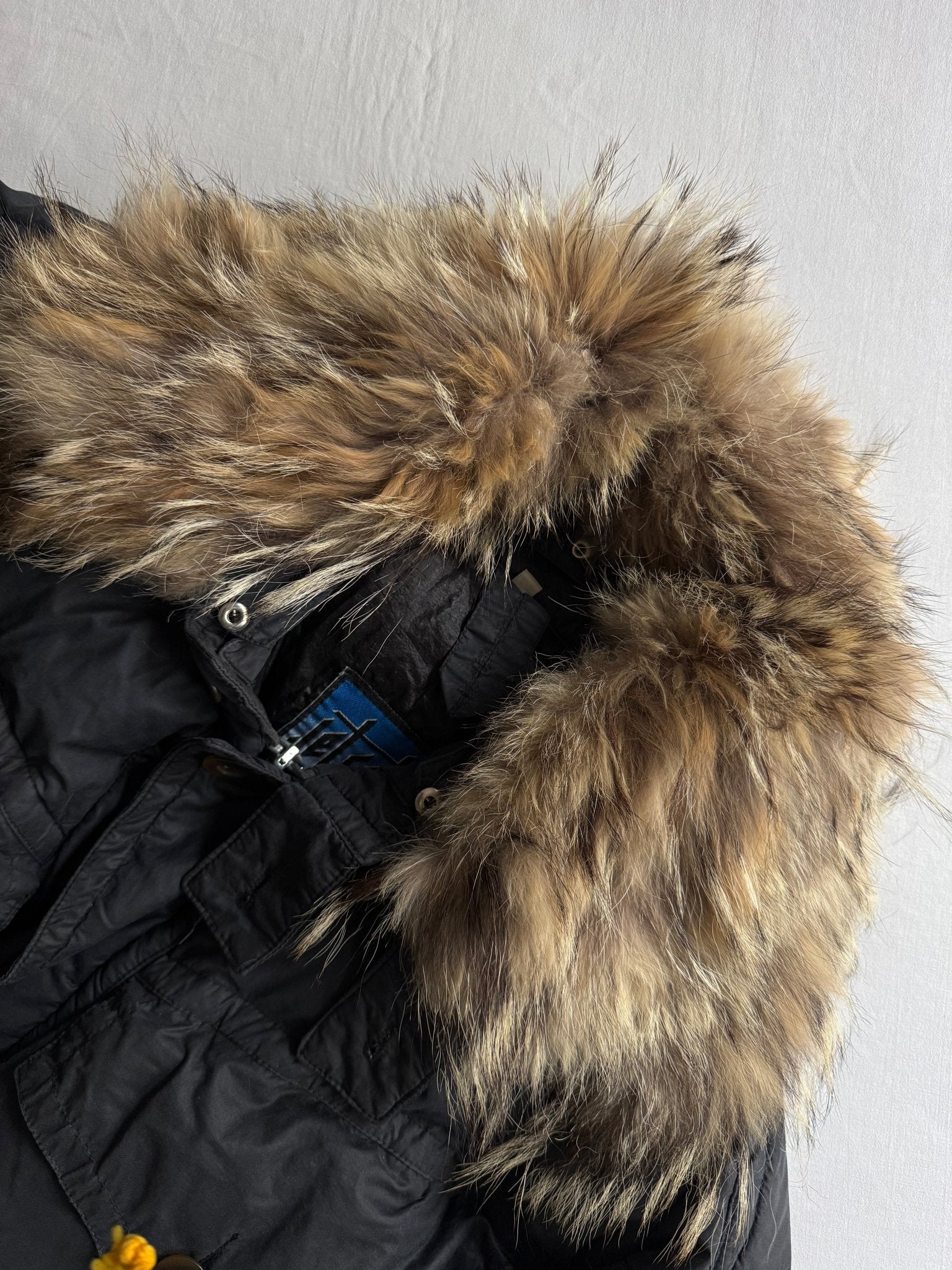 ⛷️ Geacă vintage Jet Set din puf natural cu guler din blană de raton – Made in Italy – mărime L - anbracaminte