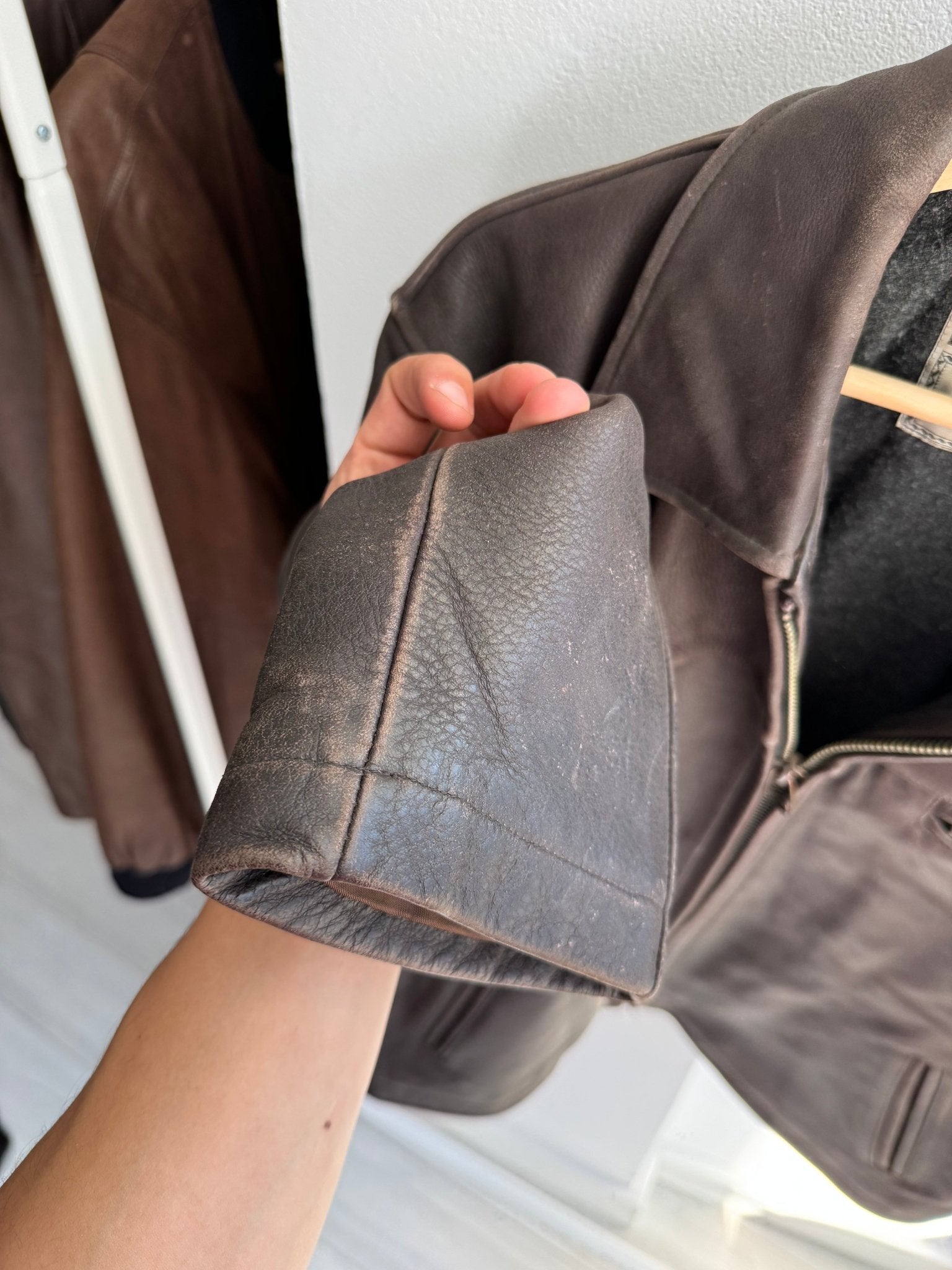 🤎 Geacă Vintage Rifle din Piele Maro – L – Made in Italy - anbracaminte