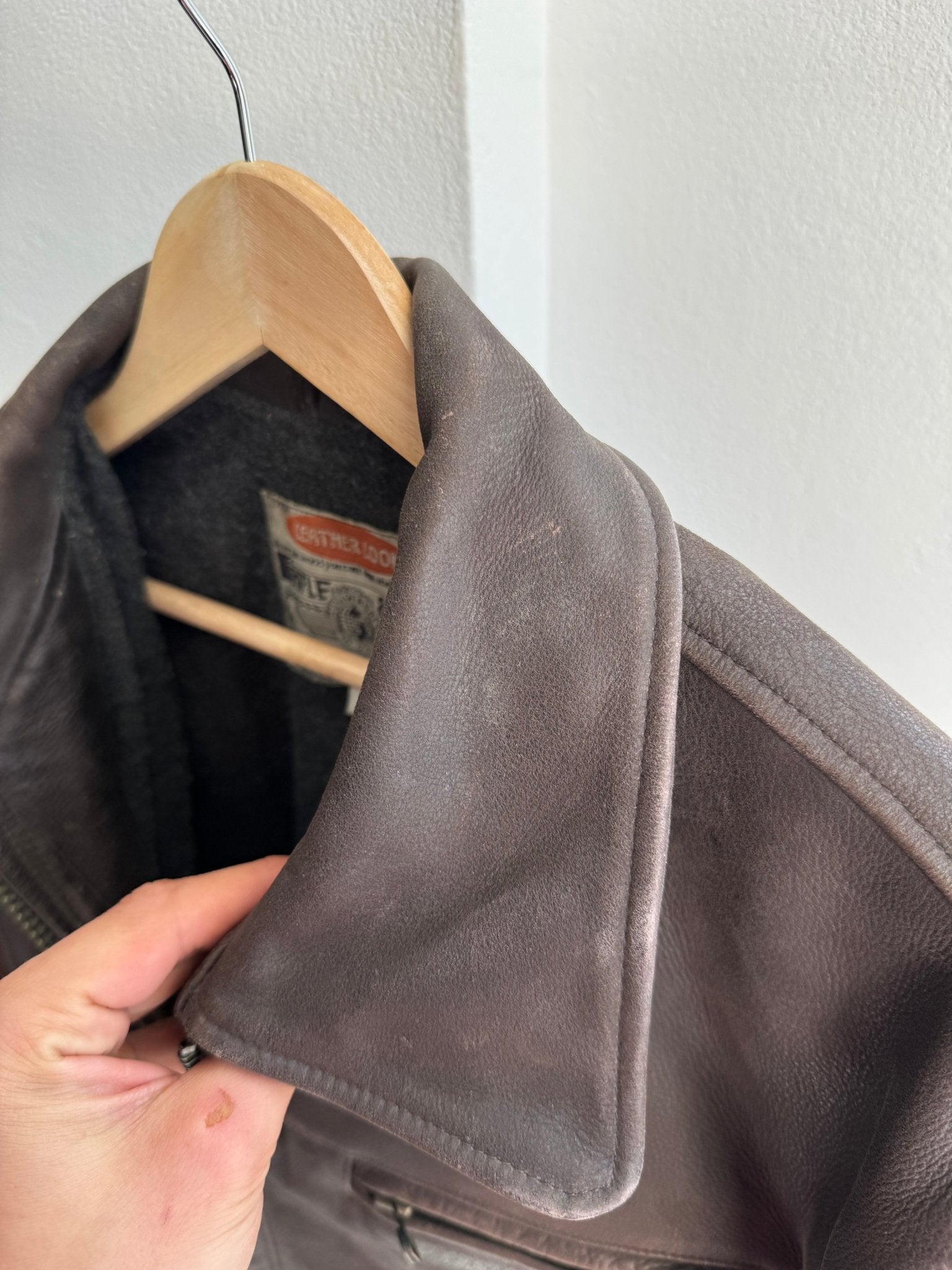 🤎 Geacă Vintage Rifle din Piele Maro – L – Made in Italy - anbracaminte