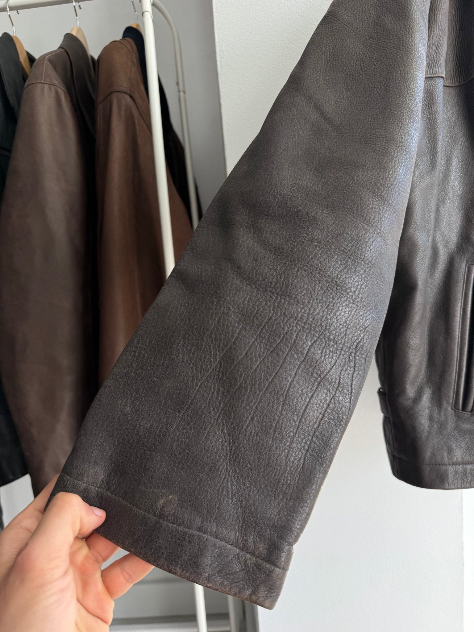 🤎 Geacă Vintage Rifle din Piele Maro – L – Made in Italy - anbracaminte