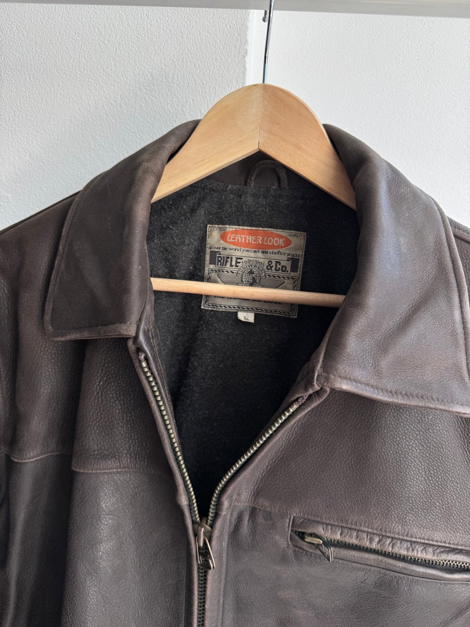 🤎 Geacă Vintage Rifle din Piele Maro – L – Made in Italy - anbracaminte