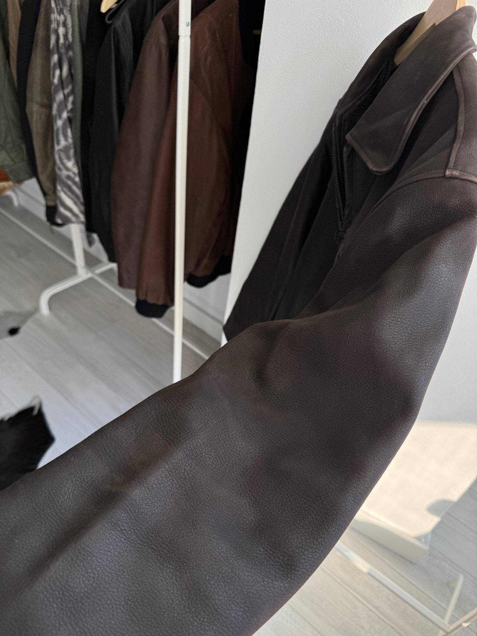 🤎 Geacă Vintage Rifle din Piele Maro – L – Made in Italy - anbracaminte