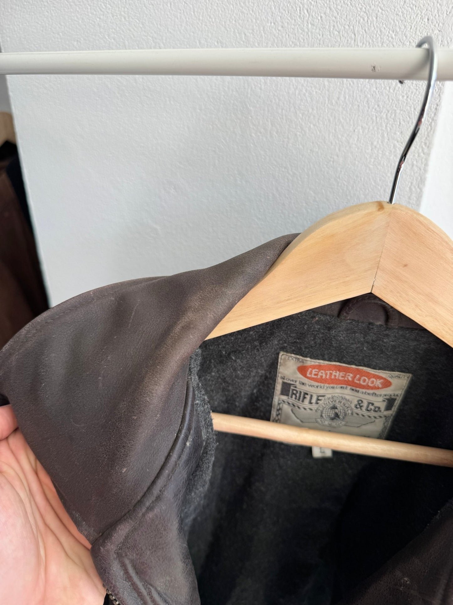 🤎 Geacă Vintage Rifle din Piele Maro – L – Made in Italy - anbracaminte