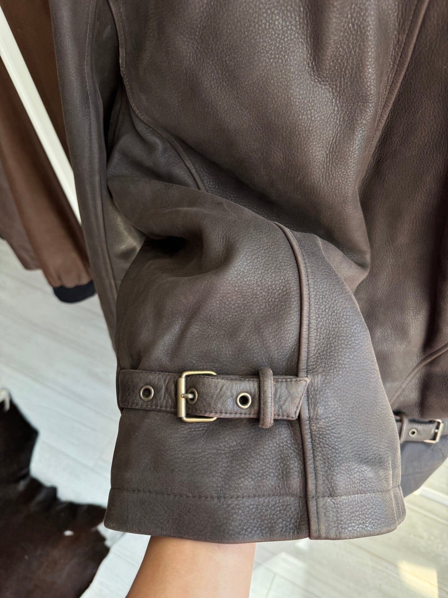 🤎 Geacă Vintage Rifle din Piele Maro – L – Made in Italy - anbracaminte