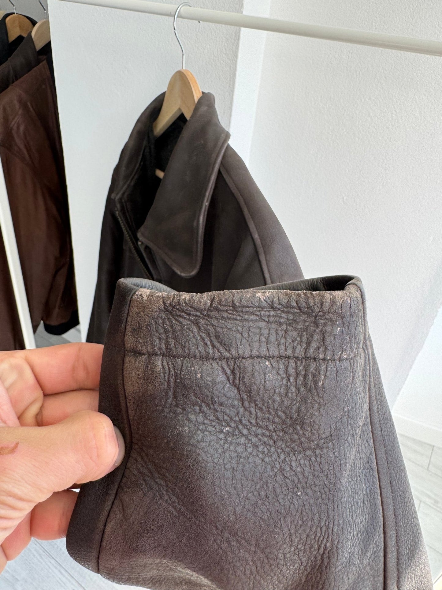 🤎 Geacă Vintage Rifle din Piele Maro – L – Made in Italy - anbracaminte