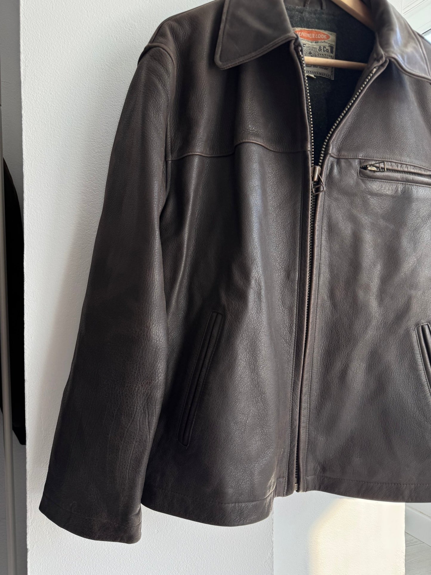🤎 Geacă Vintage Rifle din Piele Maro – L – Made in Italy - anbracaminte