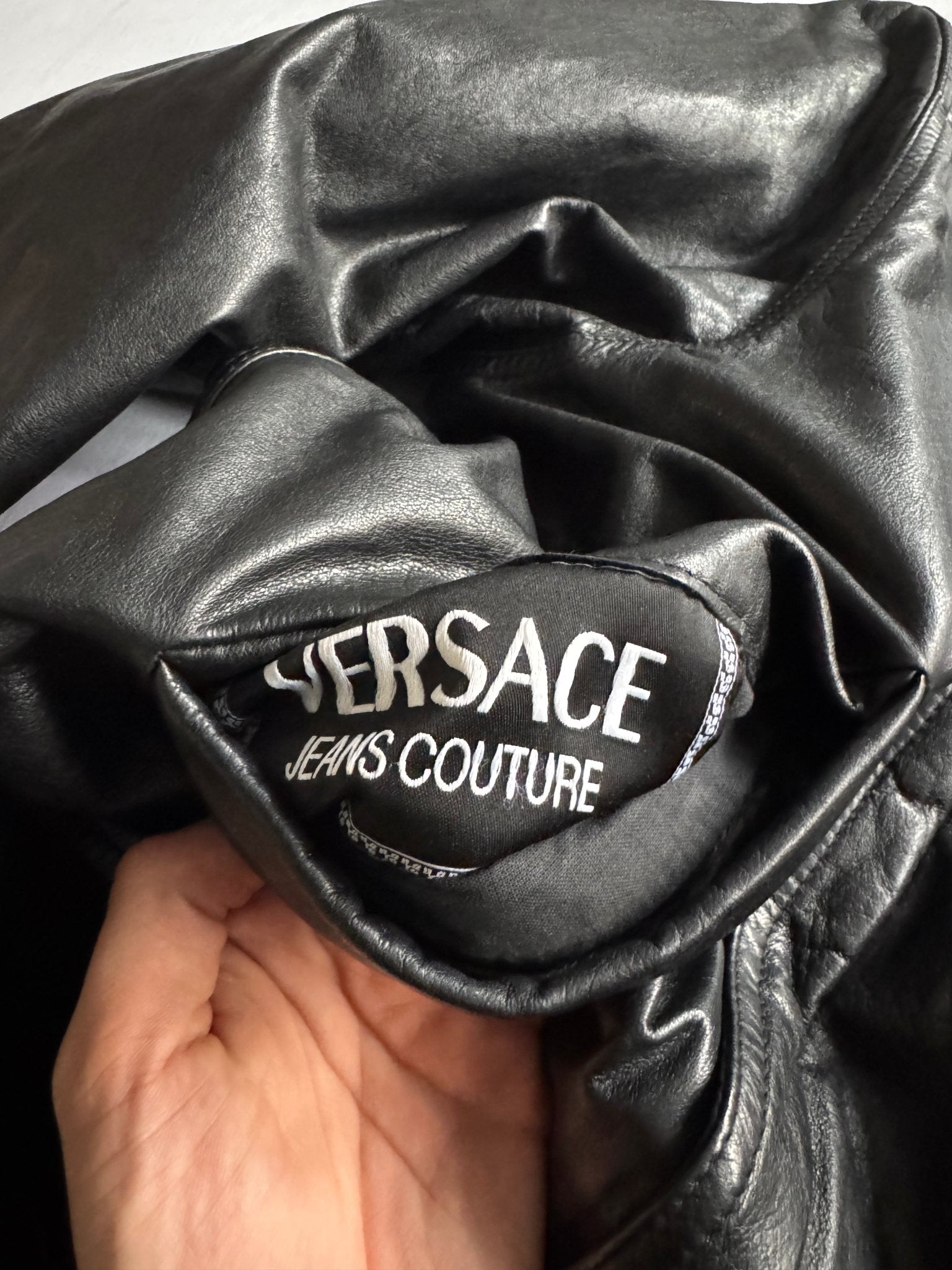 🐍 Geacă vintage Versace din piele reversibilă - Made in Italy (L) - anbracaminte