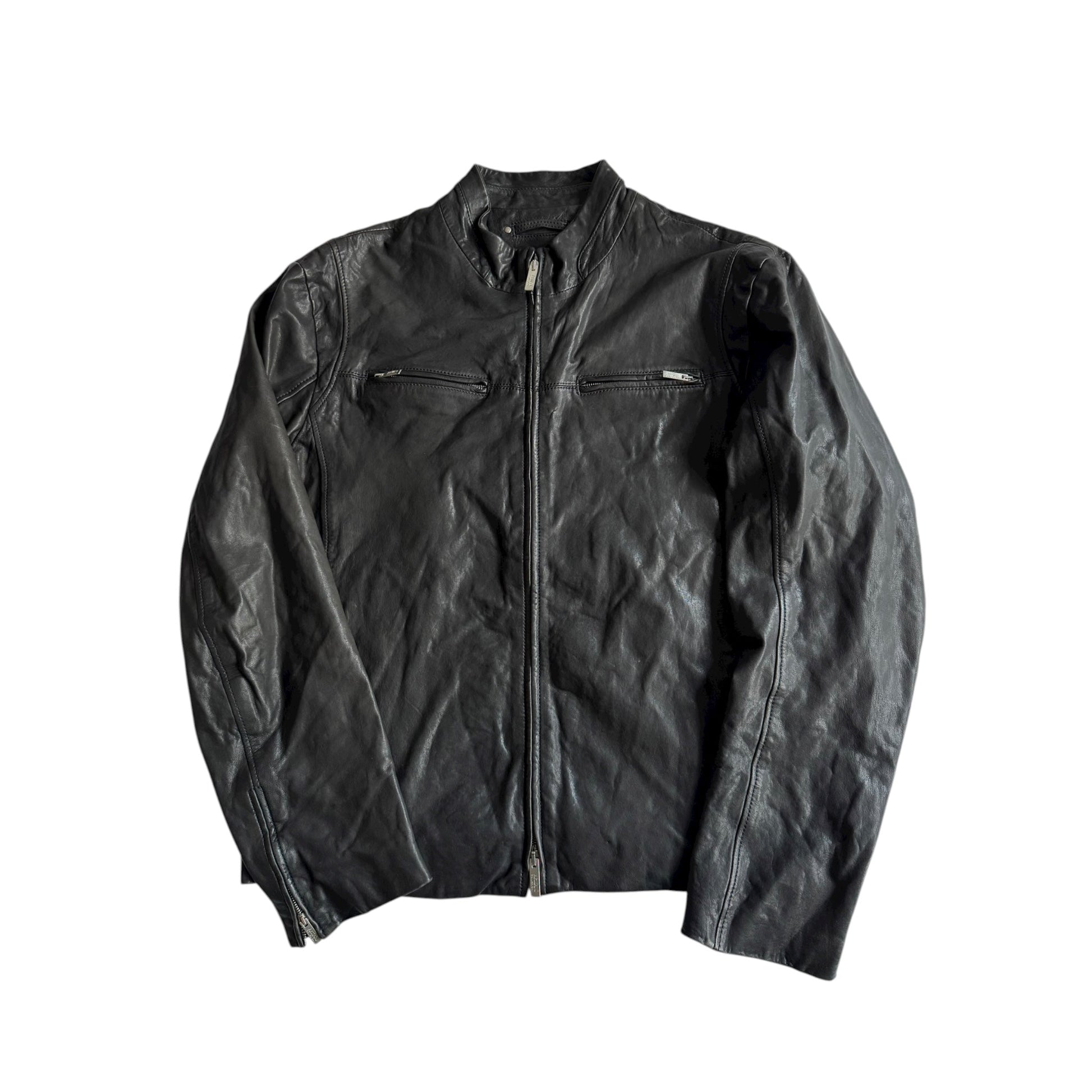 🏍️ Geacă Y2K Armani din piele neagră (XL) - anbracaminte