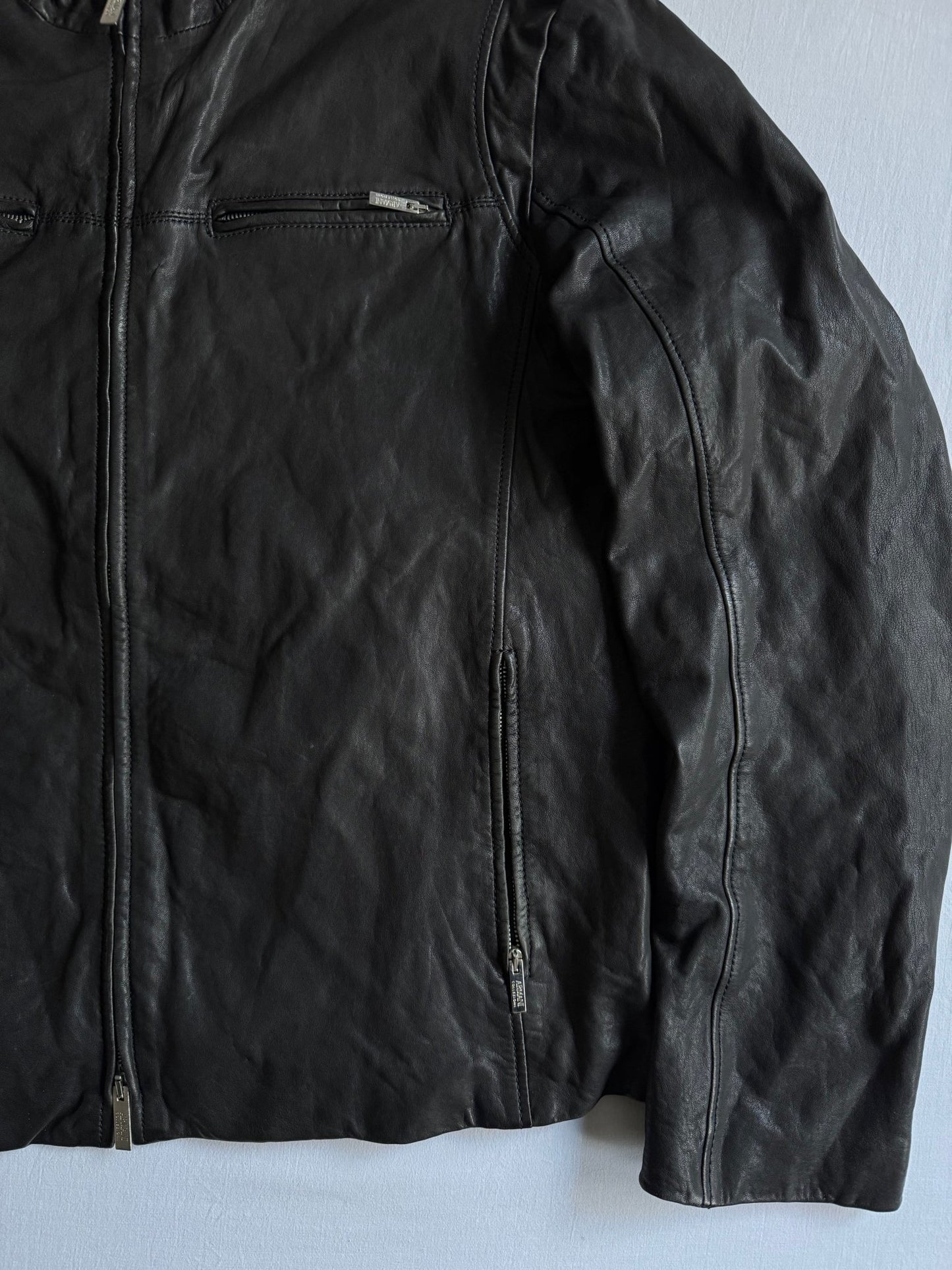 🏍️ Geacă Y2K Armani din piele neagră (XL) - anbracaminte
