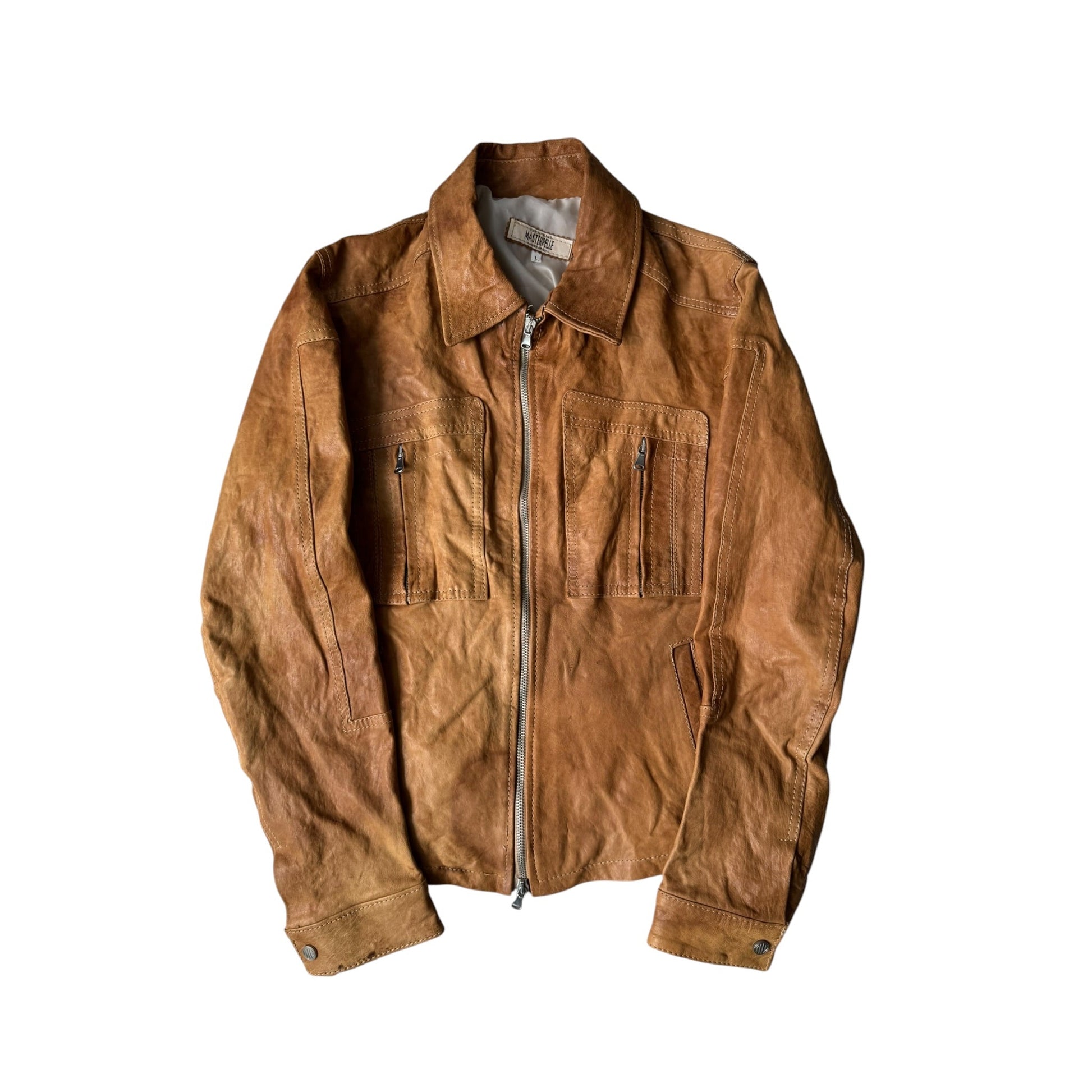 🏜️ Geacă Y2K Bărbați din Piele cu Patină Naturală – M – Made in Italy - anbracaminte