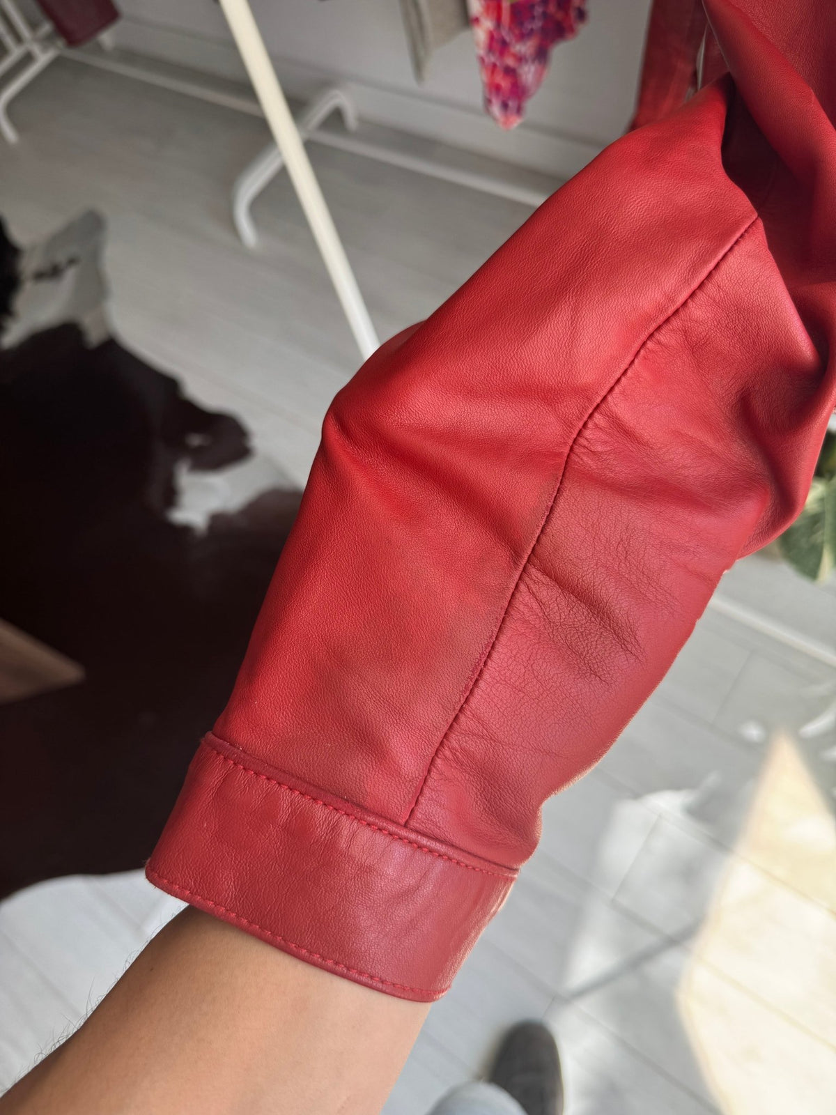 🍒 Geacă Y2K Cafe Racer din Piele Roșie – L Damă - anbracaminte