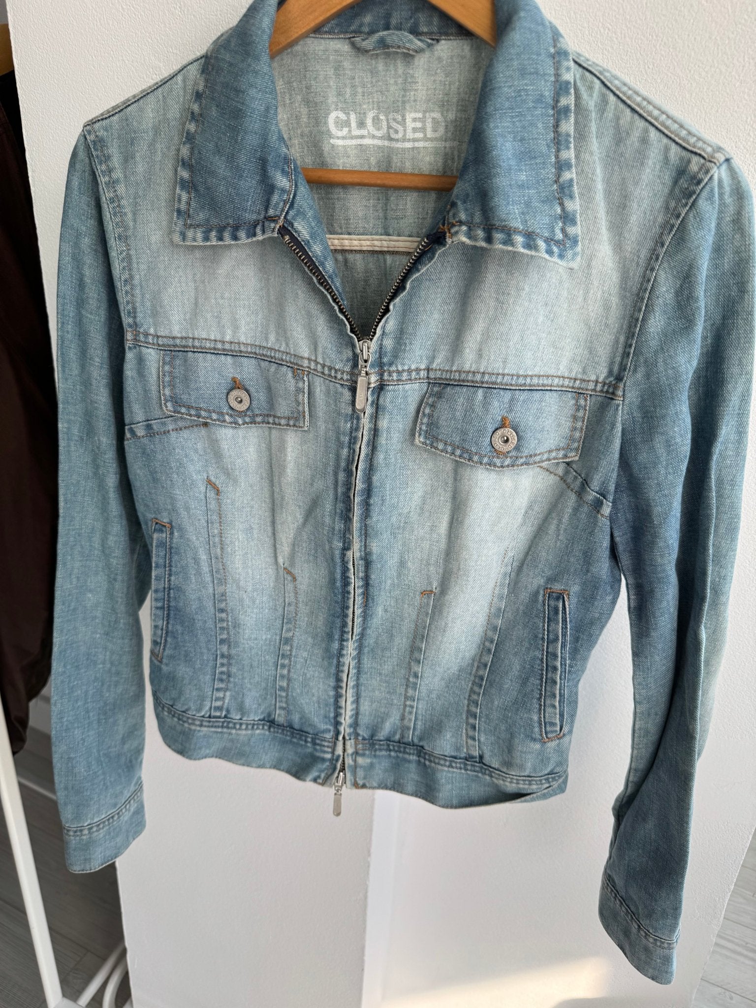☀️ Geacă Y2K Closed Light Denim – Cotton & Linen Blend – S – Made in Italy - anbracaminte