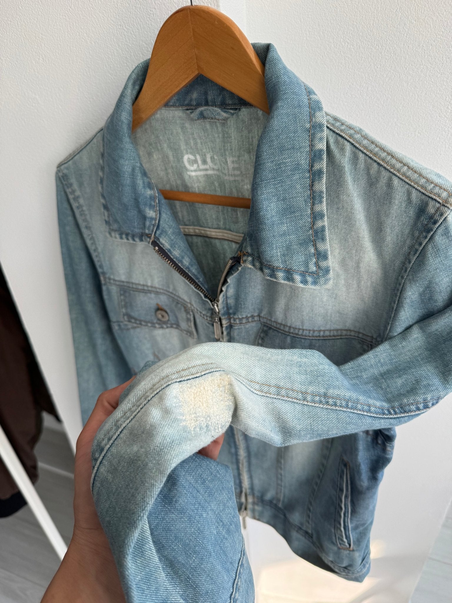 ☀️ Geacă Y2K Closed Light Denim – Cotton & Linen Blend – S – Made in Italy - anbracaminte