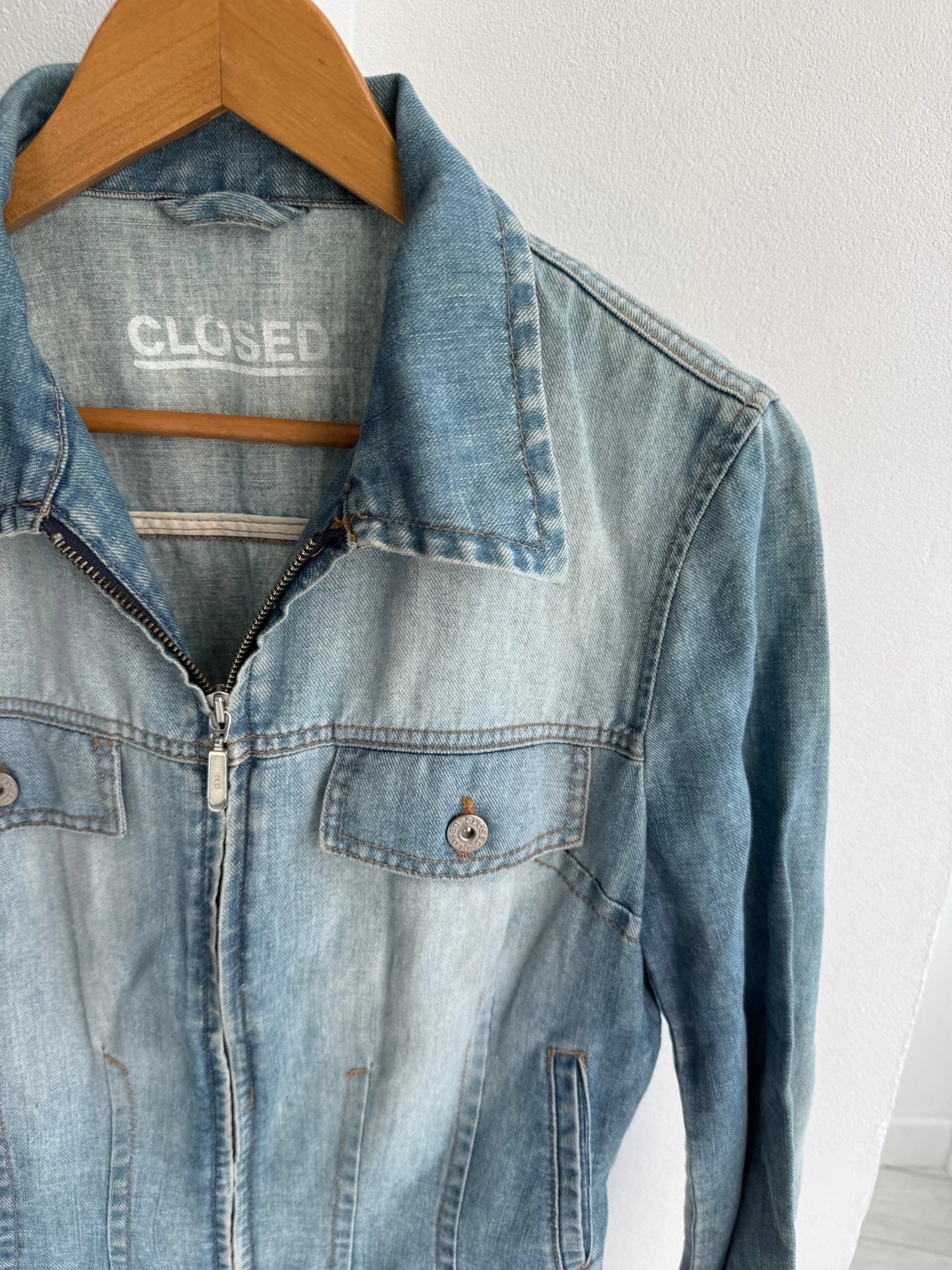 ☀️ Geacă Y2K Closed Light Denim – Cotton & Linen Blend – S – Made in Italy - anbracaminte