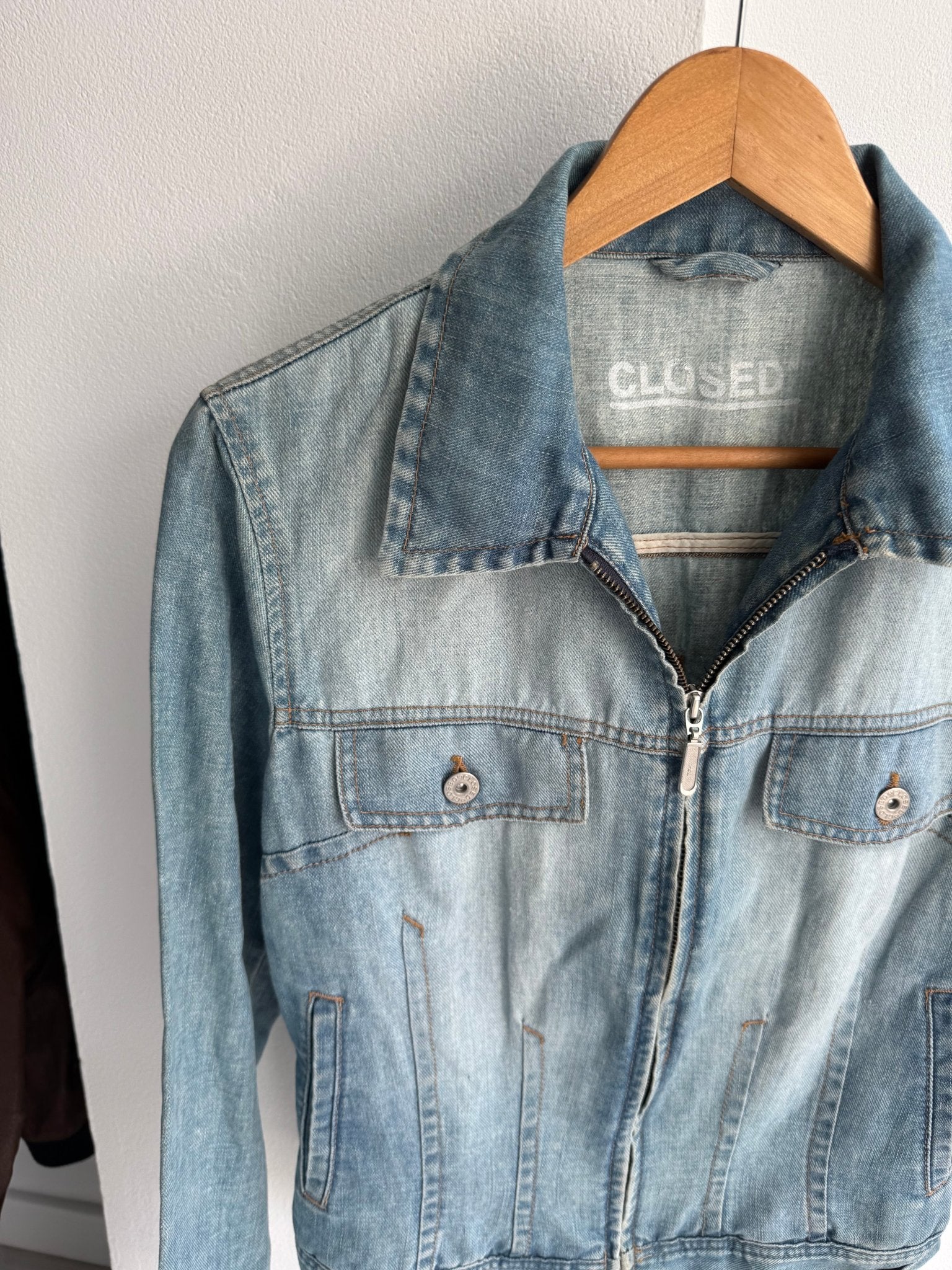 ☀️ Geacă Y2K Closed Light Denim – Cotton & Linen Blend – S – Made in Italy - anbracaminte