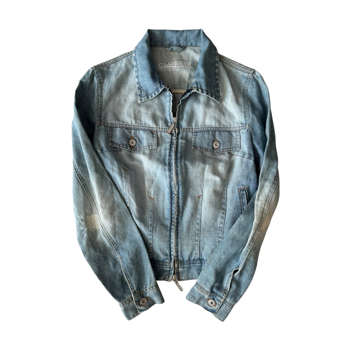 ☀️ Geacă Y2K Closed Light Denim – Cotton & Linen Blend – S – Made in Italy - anbracaminte