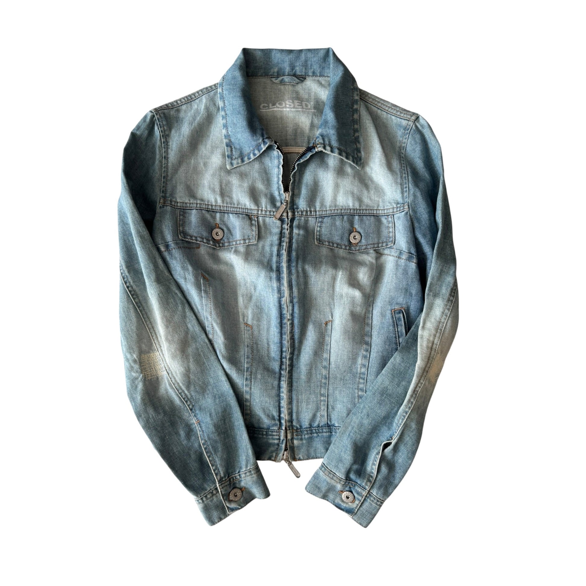 ☀️ Geacă Y2K Closed Light Denim – Cotton & Linen Blend – S – Made in Italy - anbracaminte