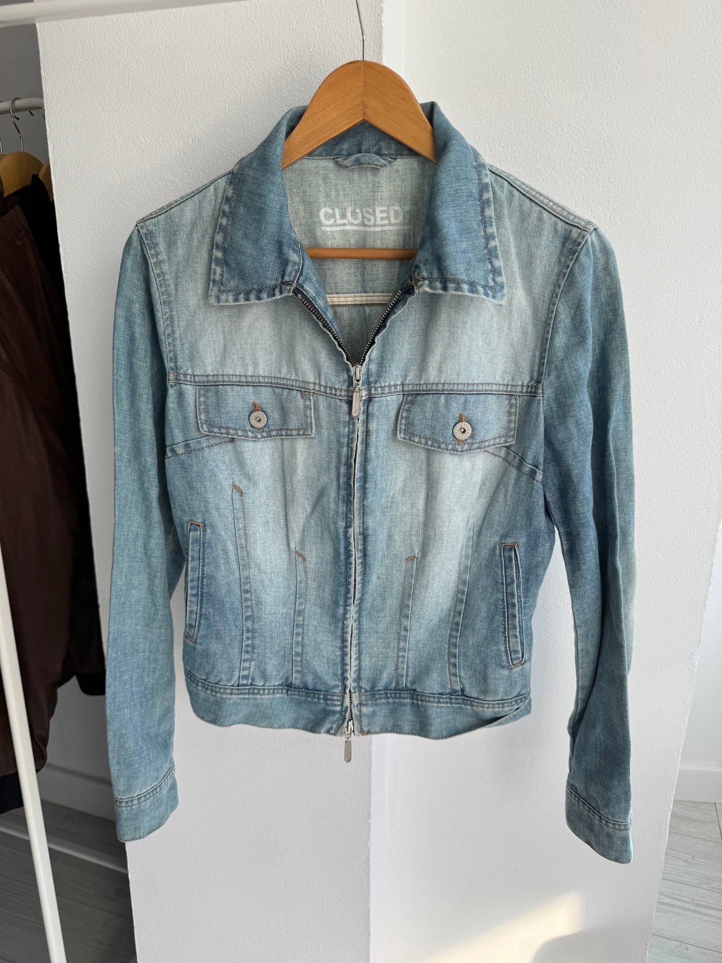 ☀️ Geacă Y2K Closed Light Denim – Cotton & Linen Blend – S – Made in Italy - anbracaminte