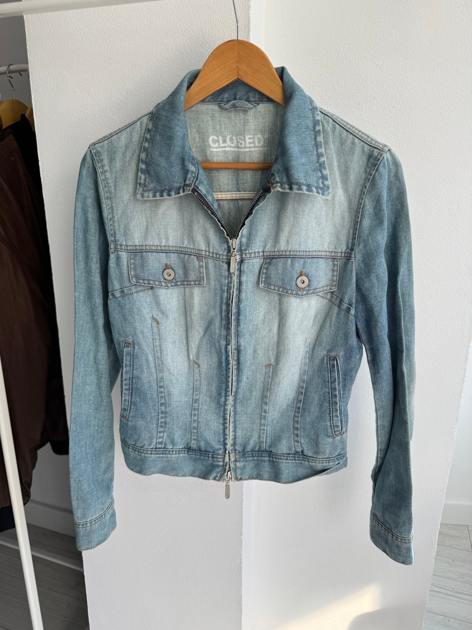 ☀️ Geacă Y2K Closed Light Denim – Cotton & Linen Blend – S – Made in Italy - anbracaminte