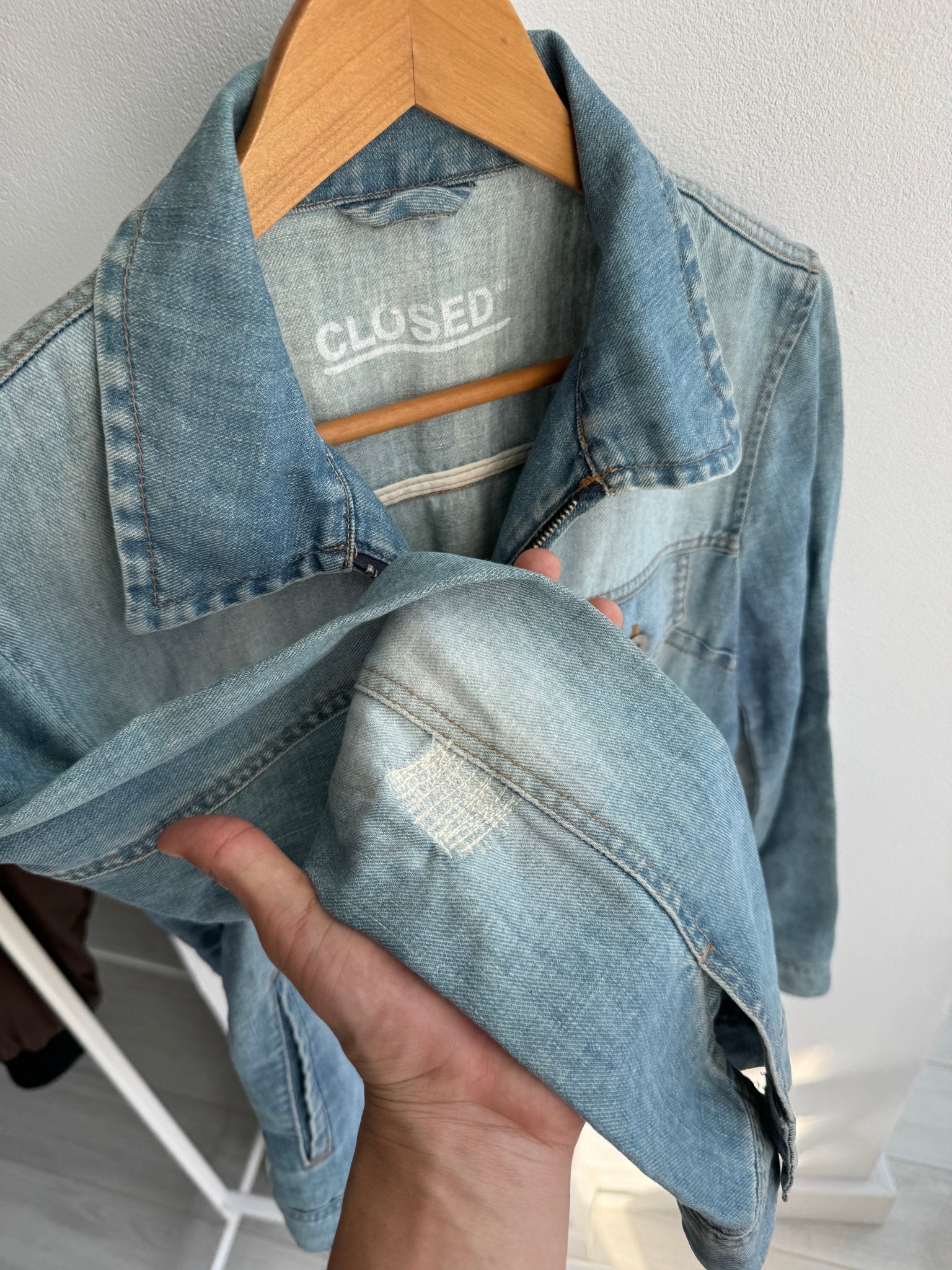 ☀️ Geacă Y2K Closed Light Denim – Cotton & Linen Blend – S – Made in Italy - anbracaminte