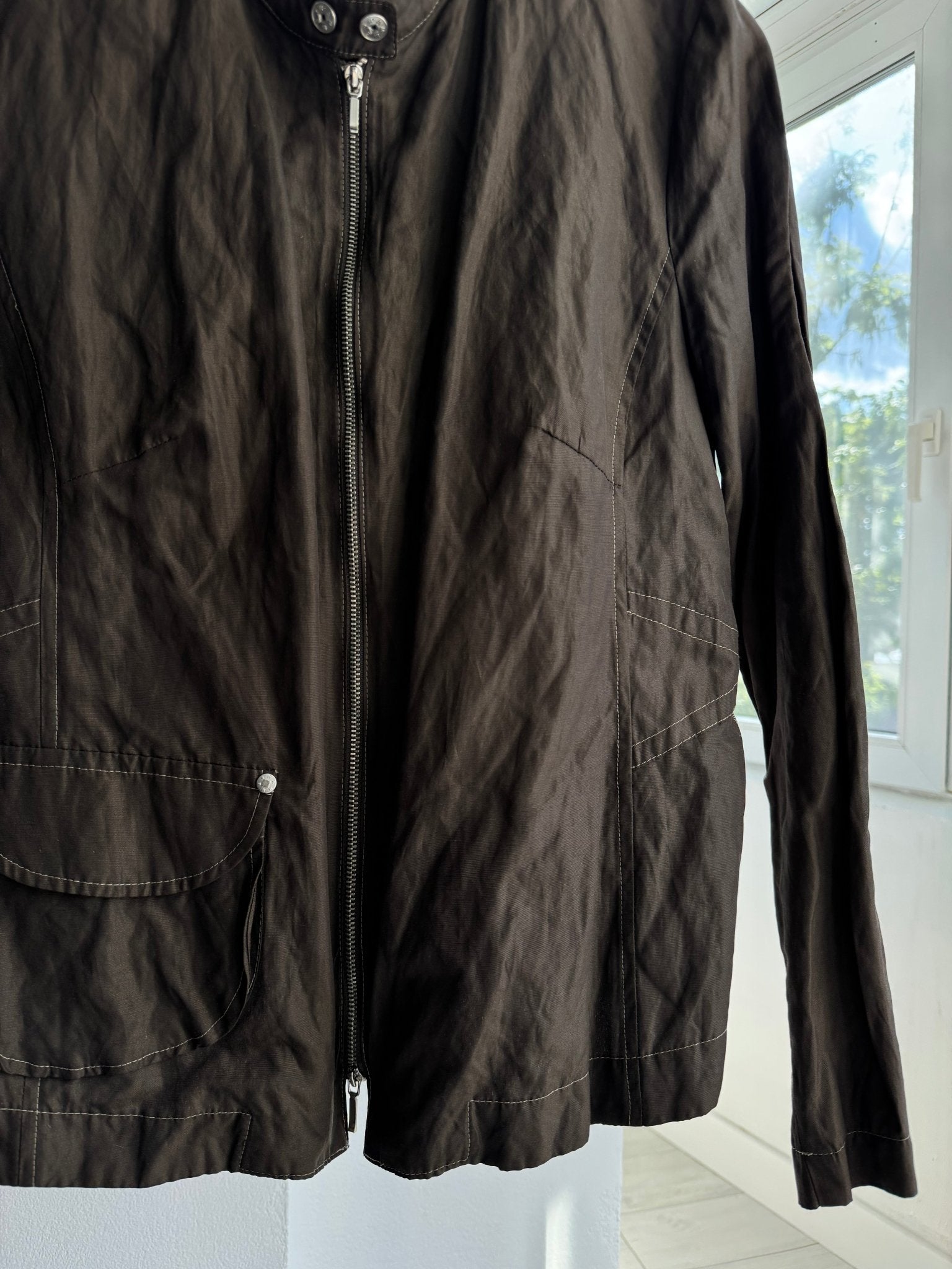 🏁 Geacă Y2K Damă Cafe Racer cu Finish Metalic – M/L (40) - anbracaminte