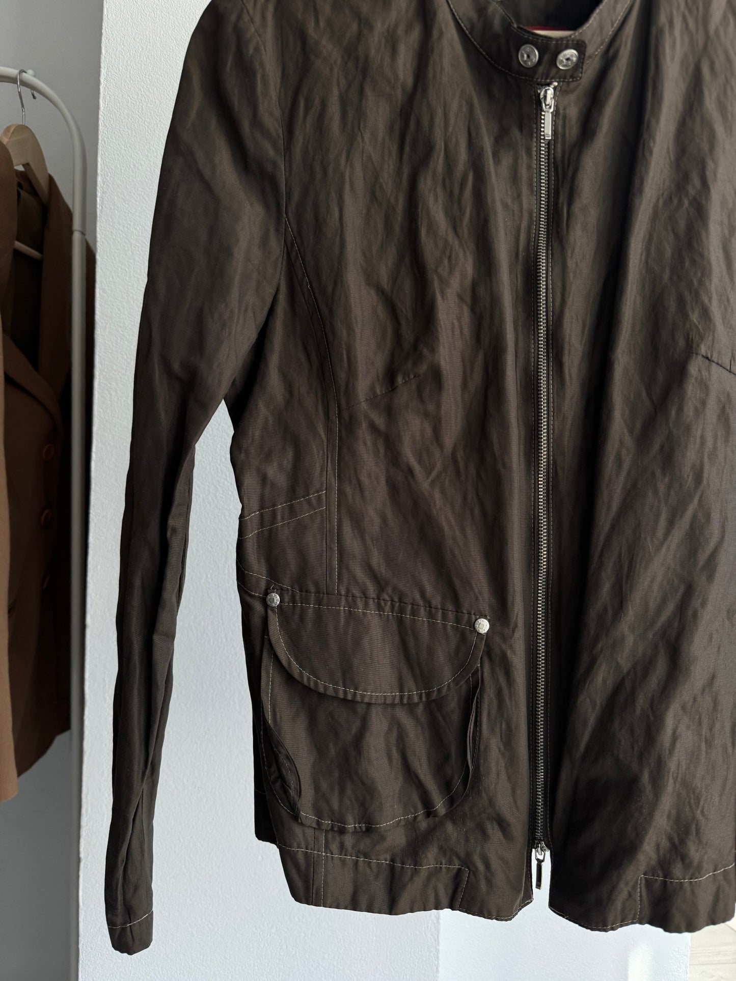 🏁 Geacă Y2K Damă Cafe Racer cu Finish Metalic – M/L (40) - anbracaminte