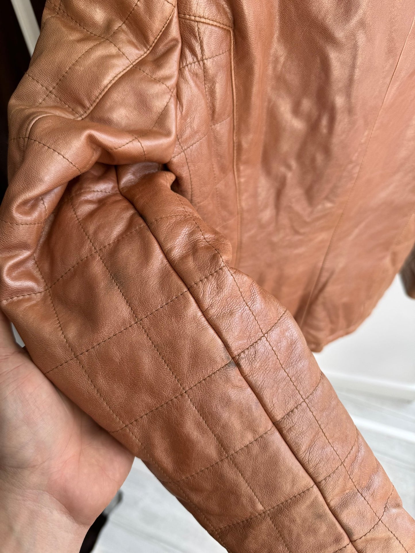 🤎 Geacă Y2K Damă Cafe Racer din Piele Caramel Brown – M – Made in Italy - anbracaminte