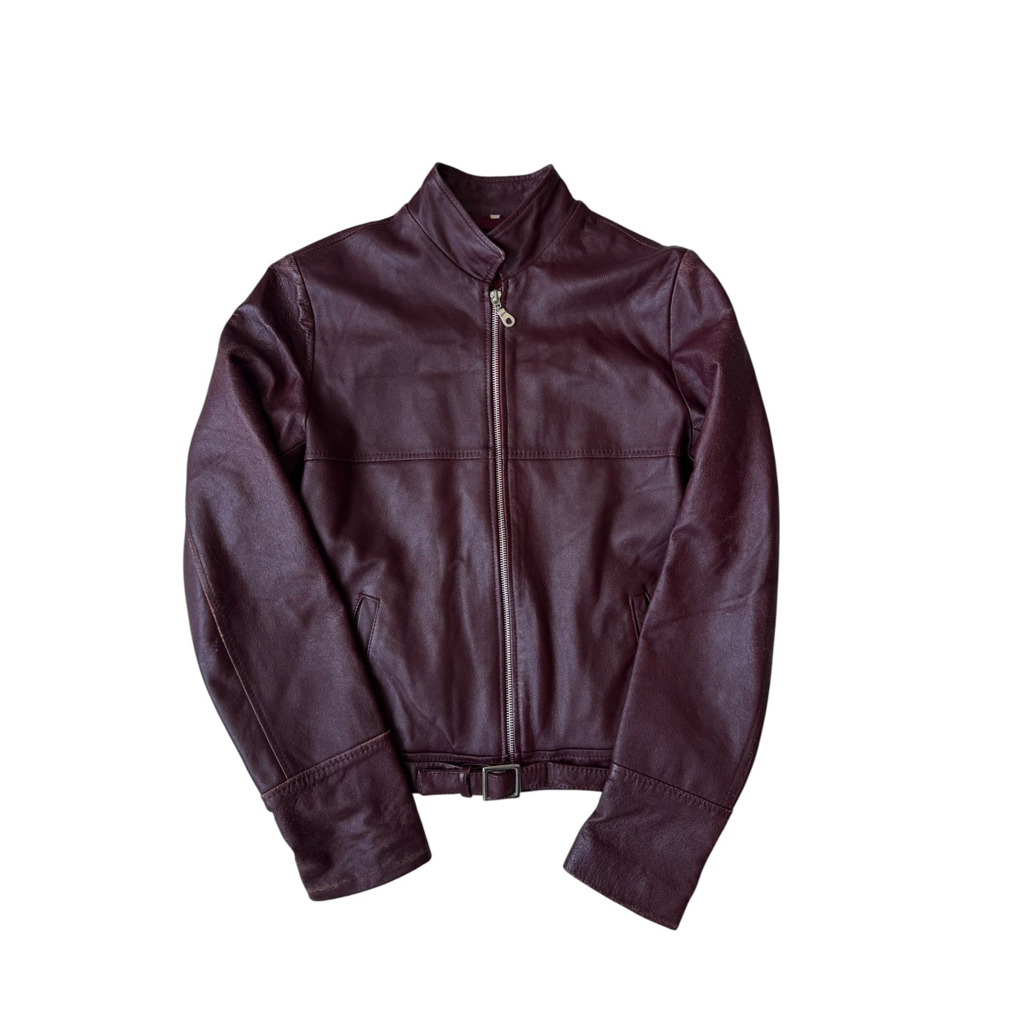 🍷 Geacă Y2K Damă din Piele Burgundy Închis – M – Made in Italy - anbracaminte